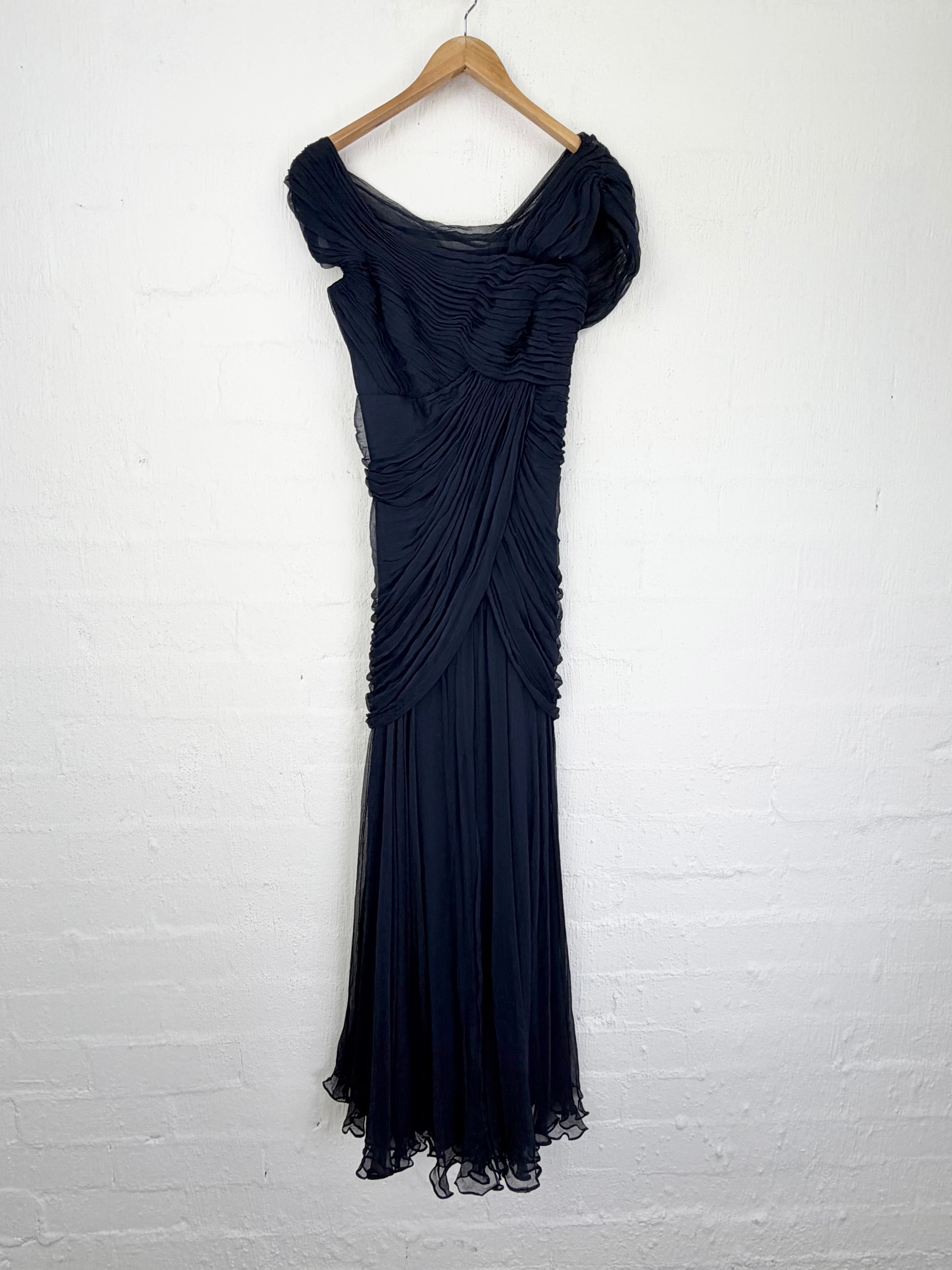 Tadashi Shoji Midnight Navy Draped Gown - AU6/8