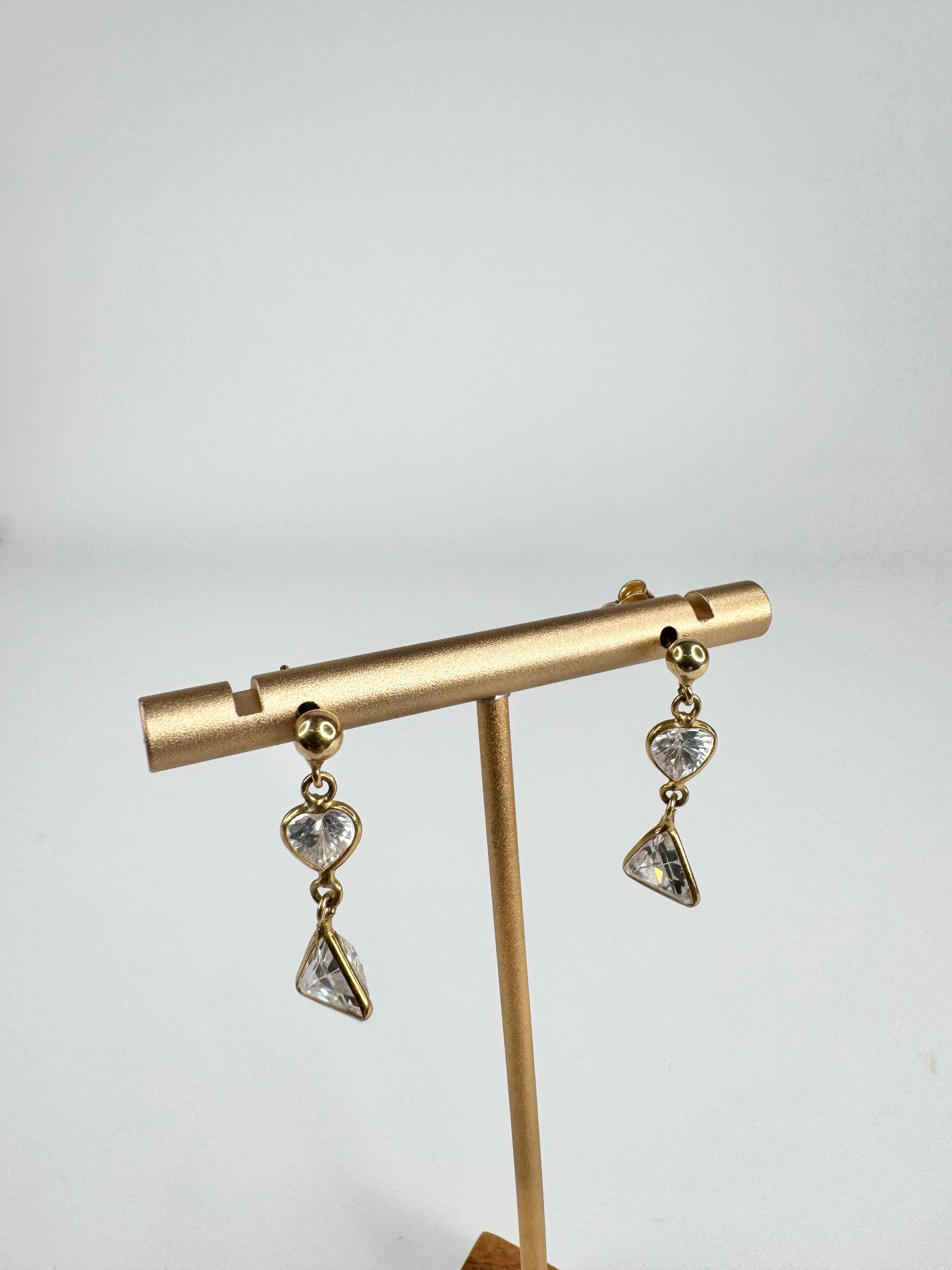 18ct Gold & Cubic Zirconia Drop Earrings