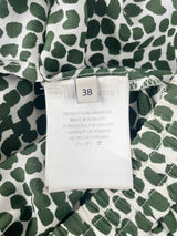 Stella McCartney White & Green Spotted Silk Drawstring Pant - AU8/10