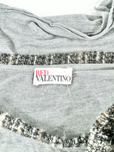 Red Valentino Grey Tweed Bow T-Shirt - AU10