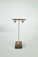 9ct Gold & Green Glass Earring & Pendant Set