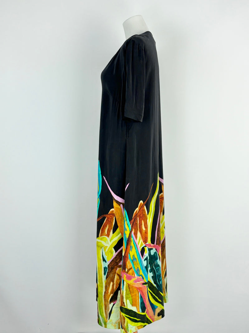 Gorman x Rebekah Callaghan Black Patterned Silk-Blend Tunic Dress - AU10