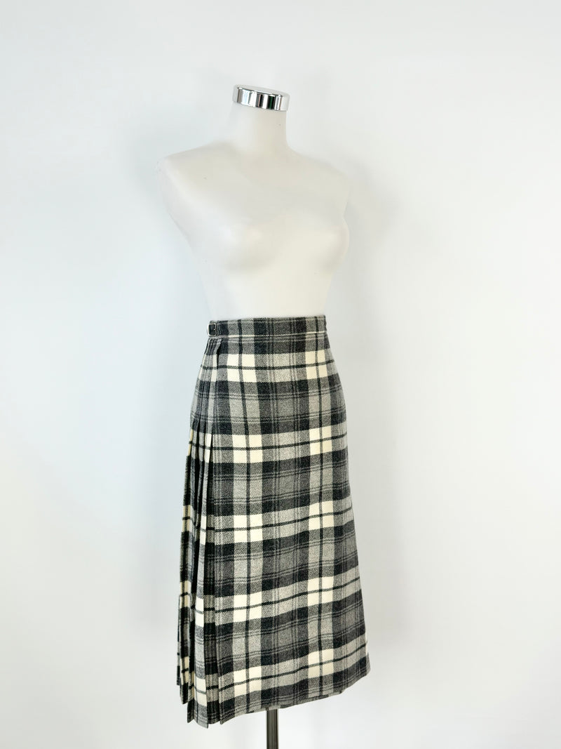 Vintage Murray Brothers  Grey & Cream Tartan Wool Kilt - AU8/10