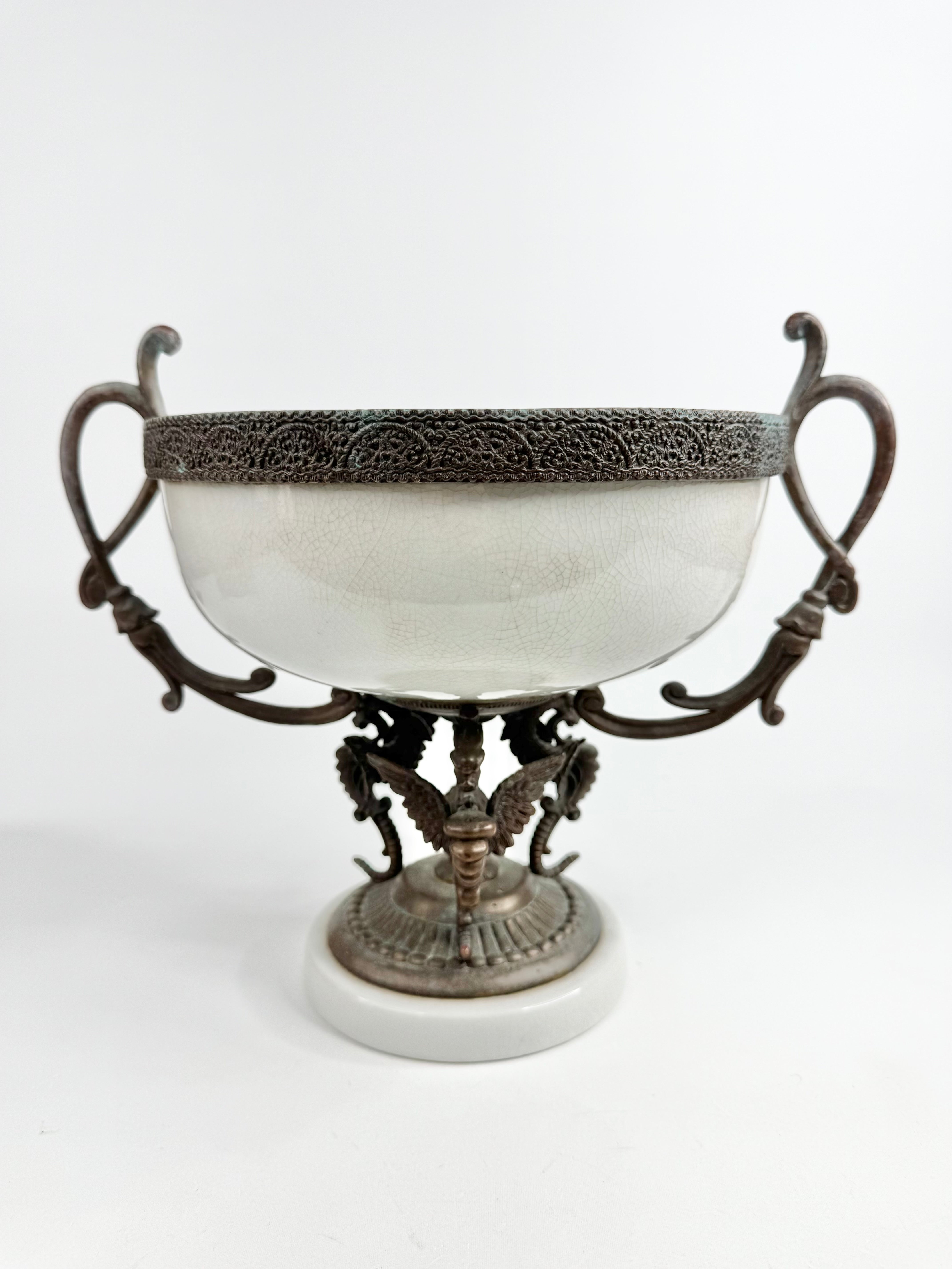 Vintage R.M. Hall Pty Ltd Crackle Glaze Centrepiece Bowl