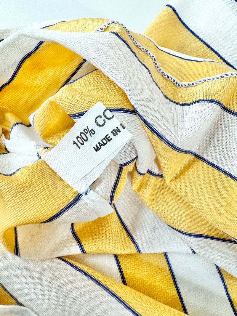 Vintage 90s Givenchy Gentlemen Yellow & White Striped Polo - L