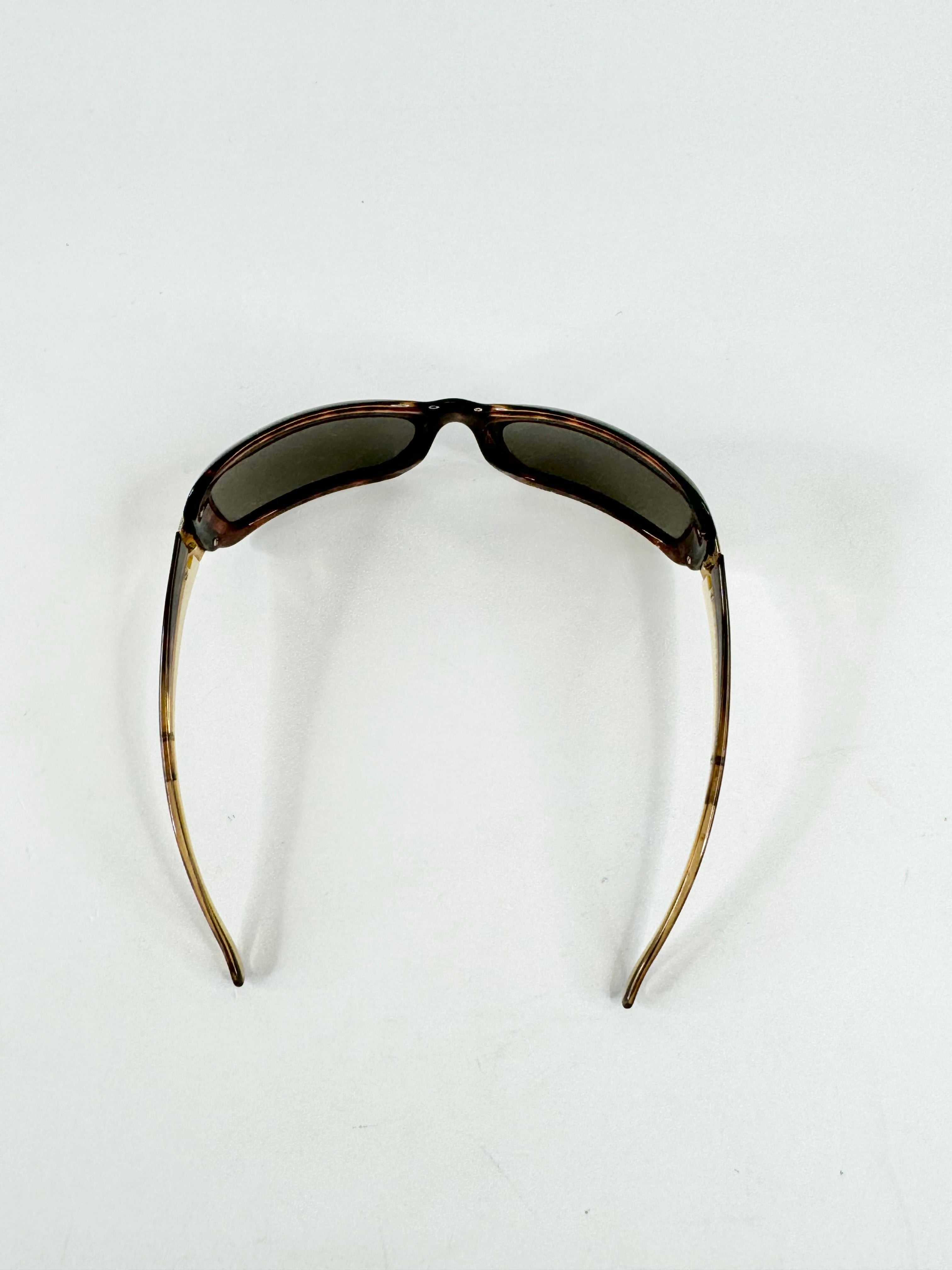 Prada Dark Brown Tortoiseshell Rectangular Sunglasses