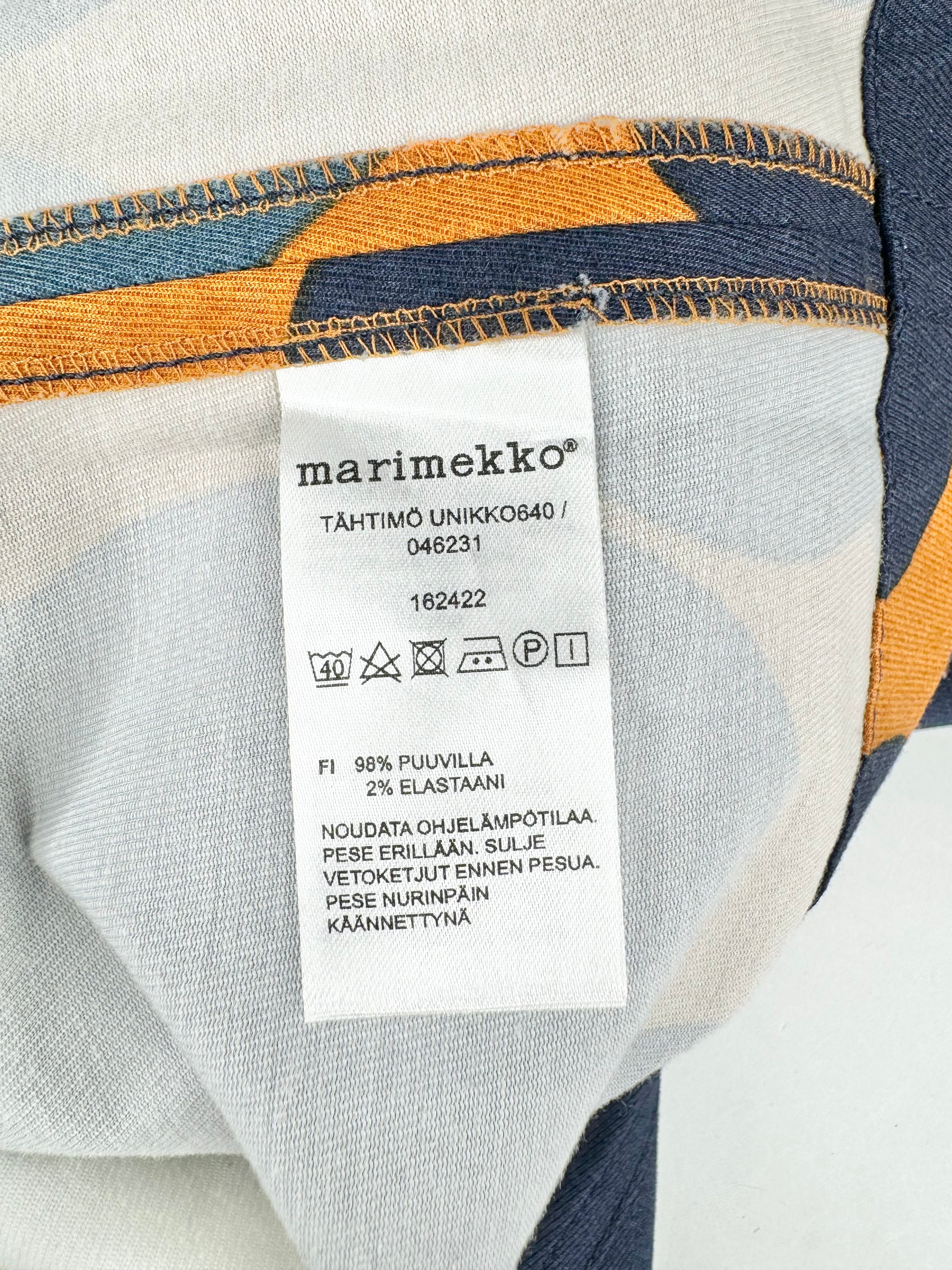 Marimekko Blue & Deep Orange Tahtimo Unikko Maxi Dress - XL