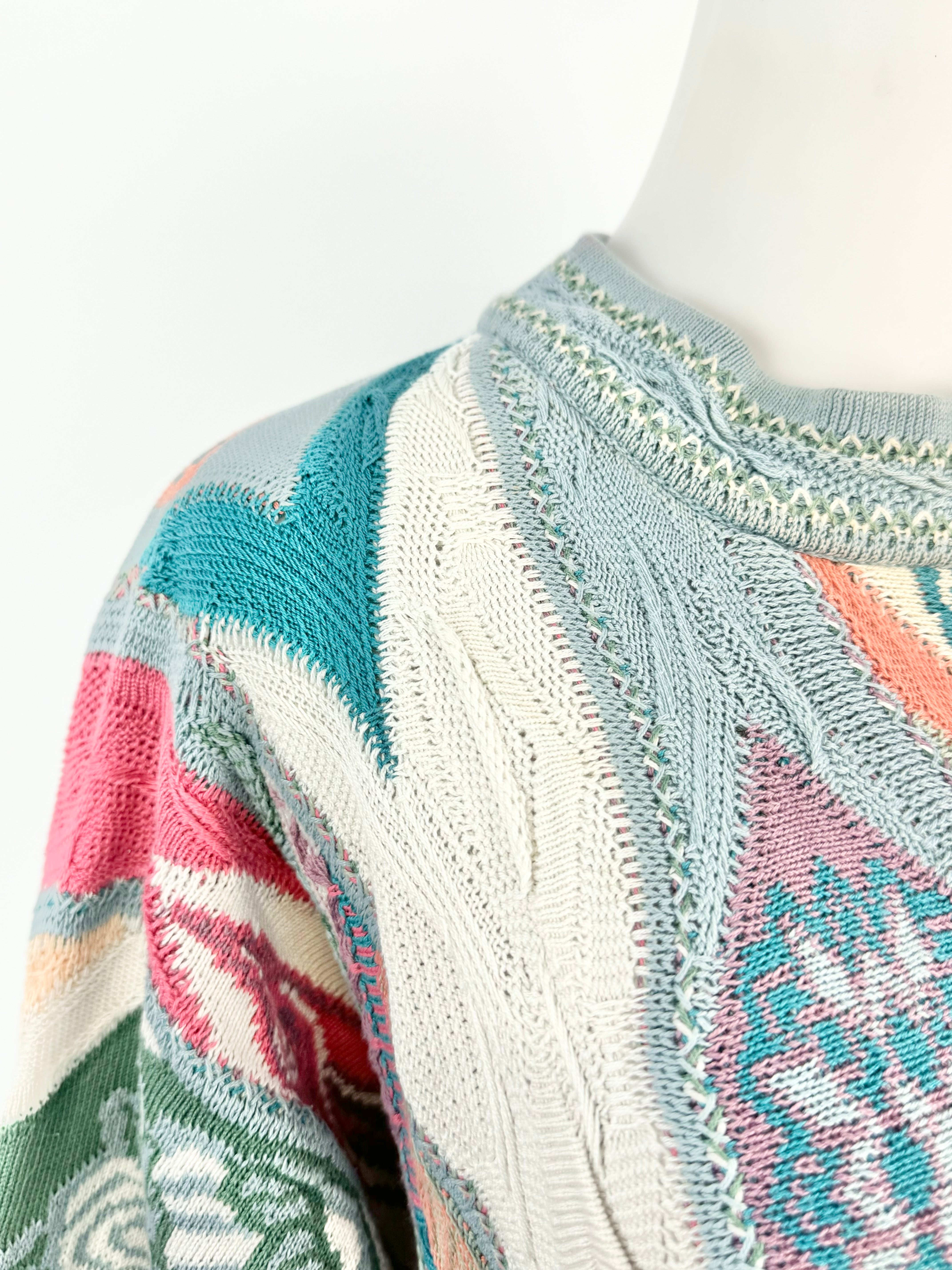 Vintage Coogi Blue Half Length 3D Sweater - S/M