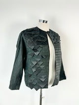 Vintage 80s Brighton Collection Black Silk Applique Jacket - AU12