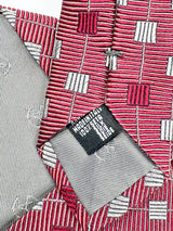 Giorgio Armani Maroon Geometric-Pattern Silk Tie