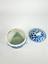 Antique Blue & White Fu Dog Ginger Jar