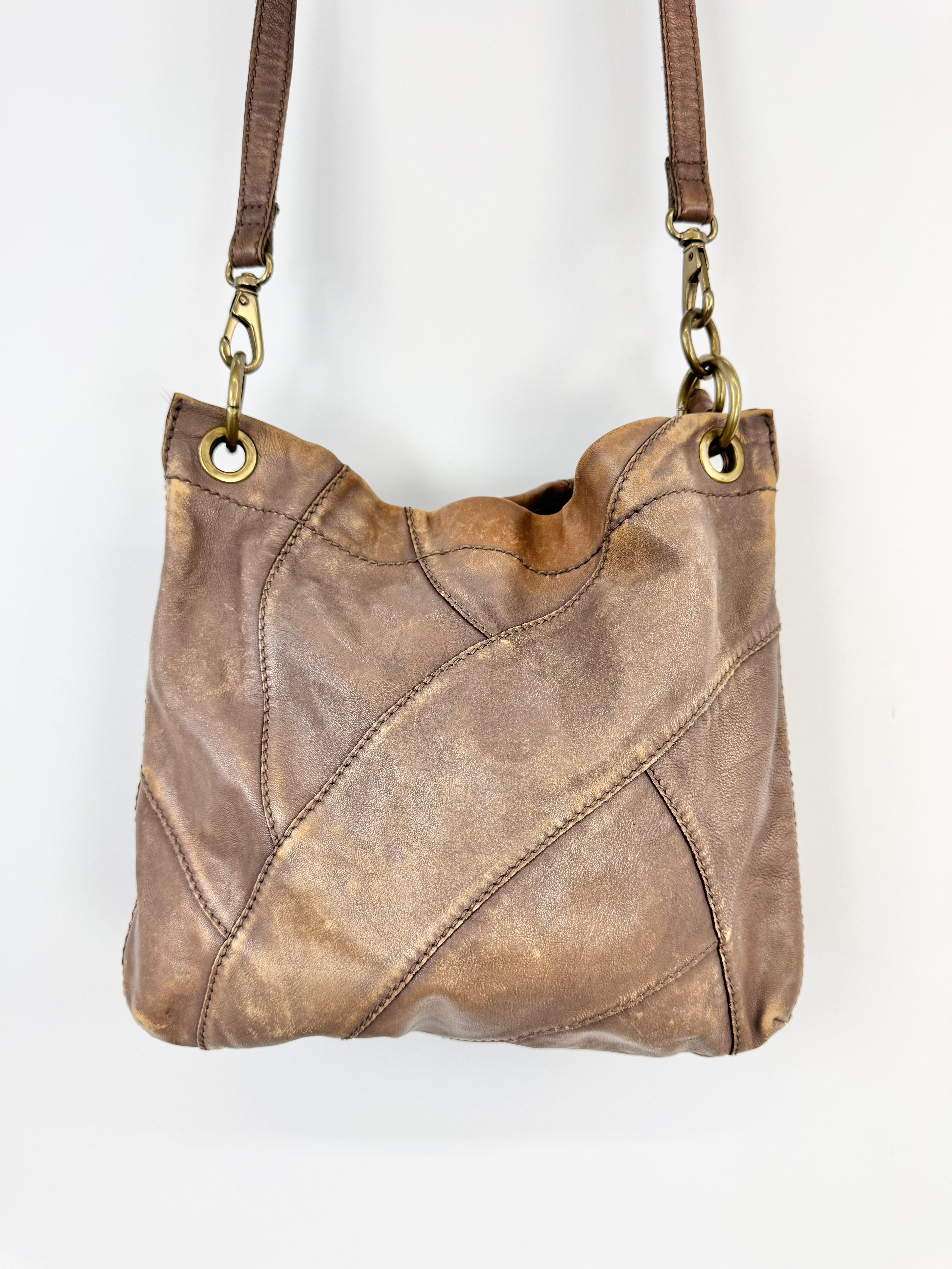 Fossil Brown Patchwork Shoulder Bag