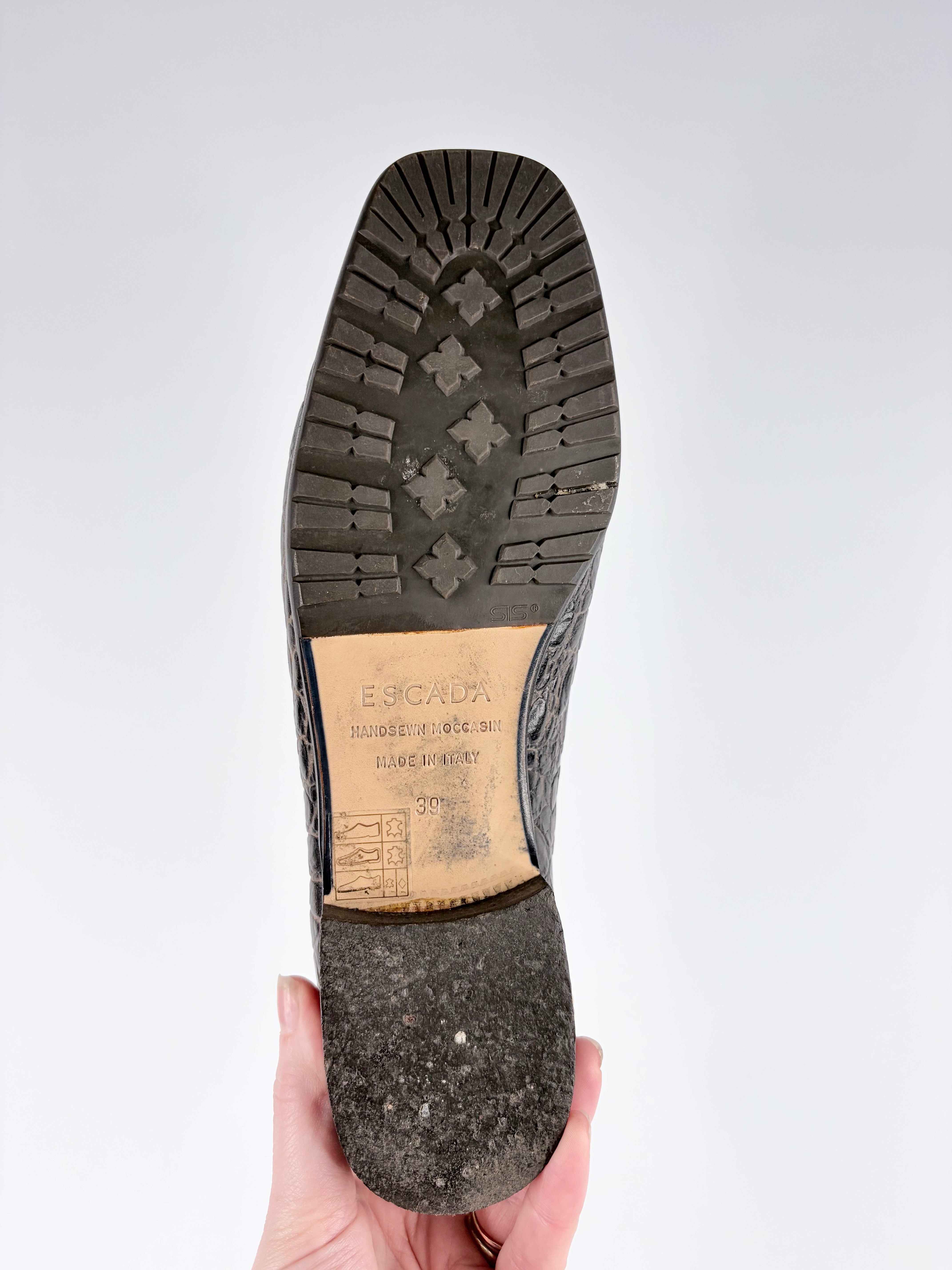 Escada Croc Textured Loafers - EU39
