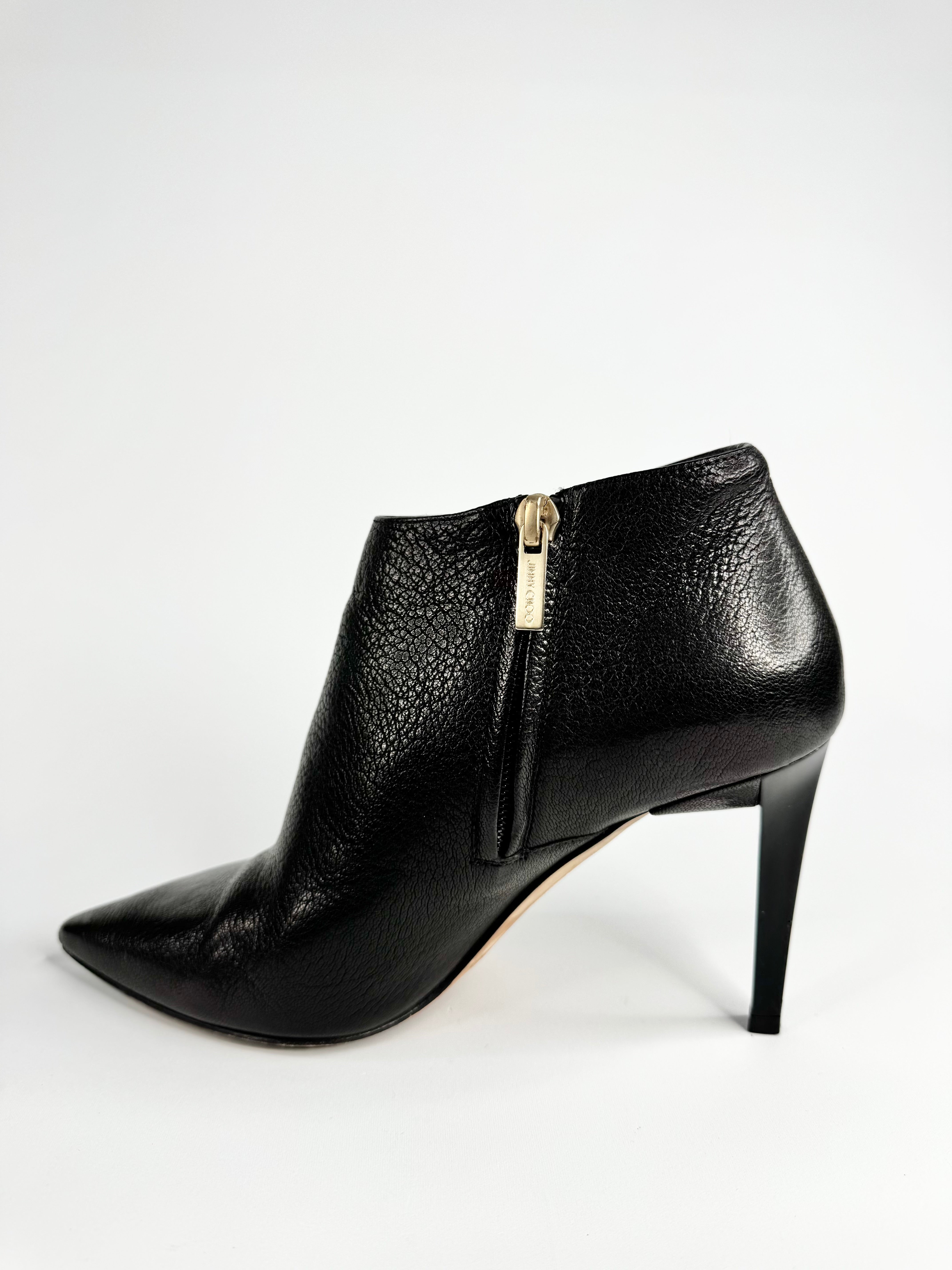Jimmy Choo Black Grained Leather 'Liesel' Ankle Boots - EU36