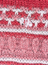Hand-Made Cherry & Pastel Pink Wool Knit Sweater - AU12