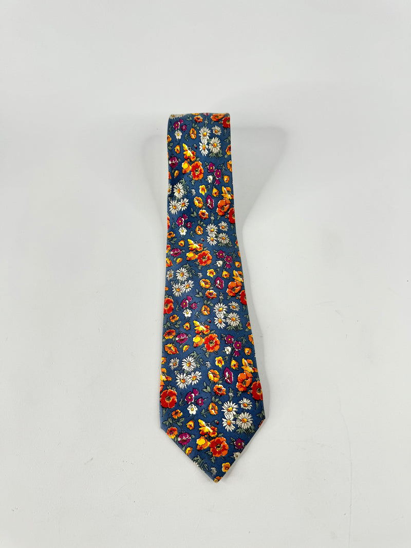 Nina Ricci Blue Silk Floral Tie