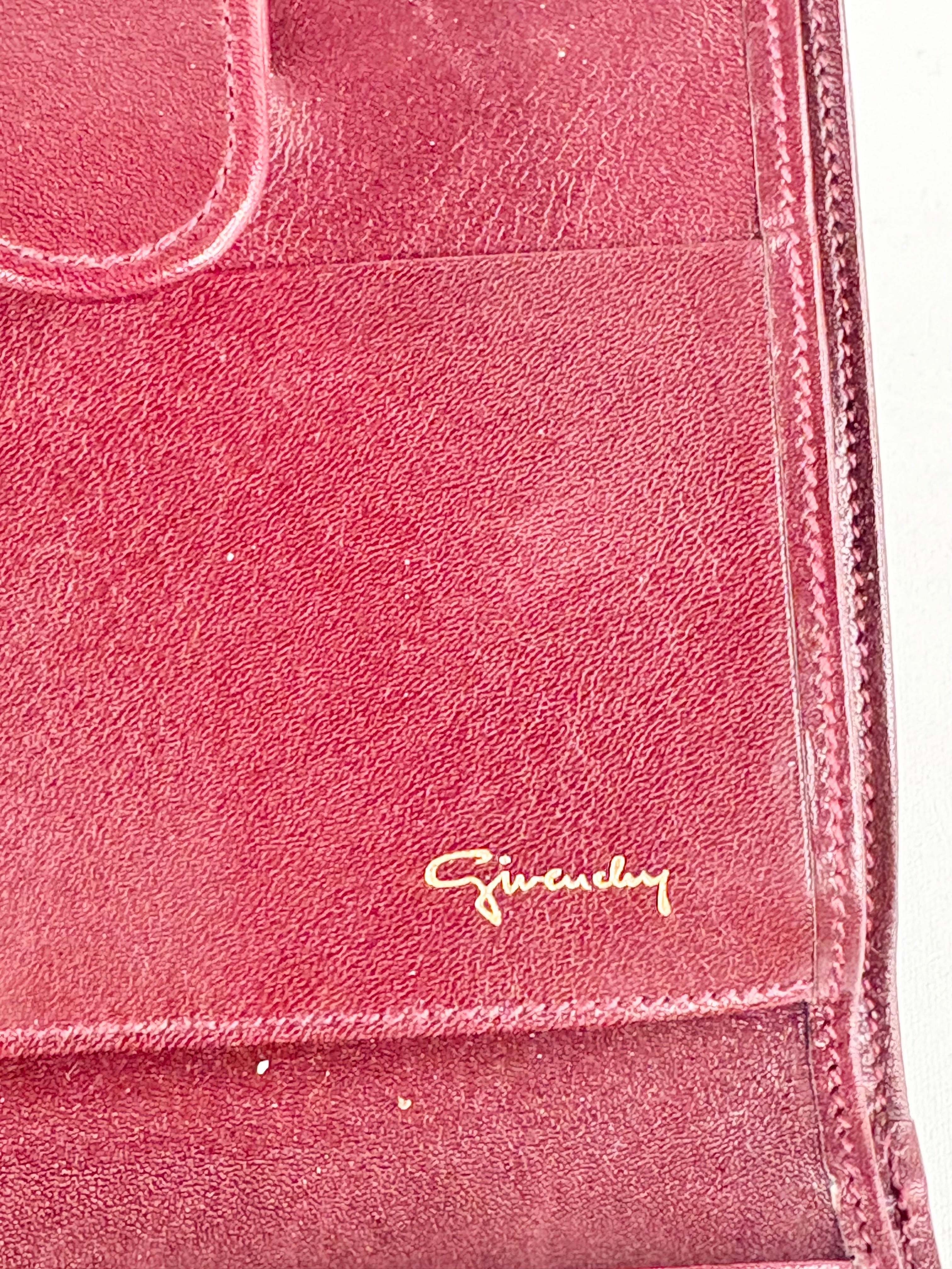 Vintage 70s Givenchy Maroon Leather Jacquard Wallet