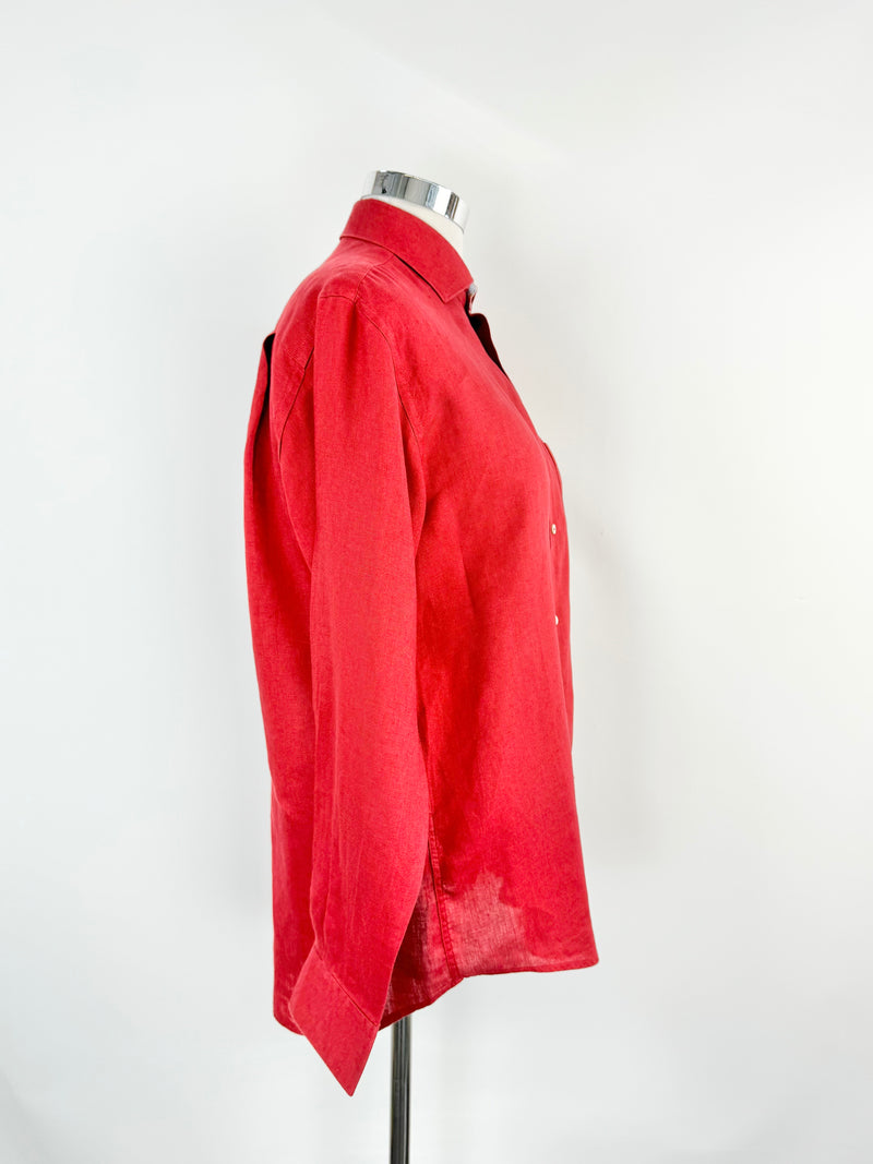 Antonelli Strawberry Red Linen Shirt - L