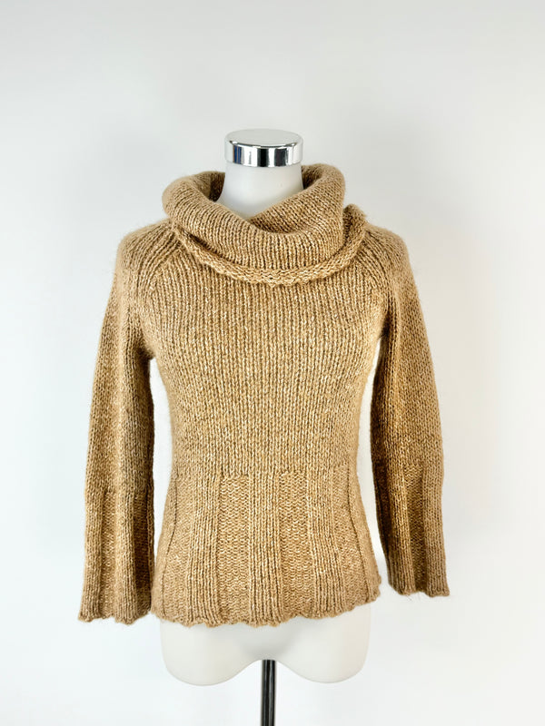 Armani Exchange Wool, Mohair & Silk Blend Tan Jumper - AU6/8