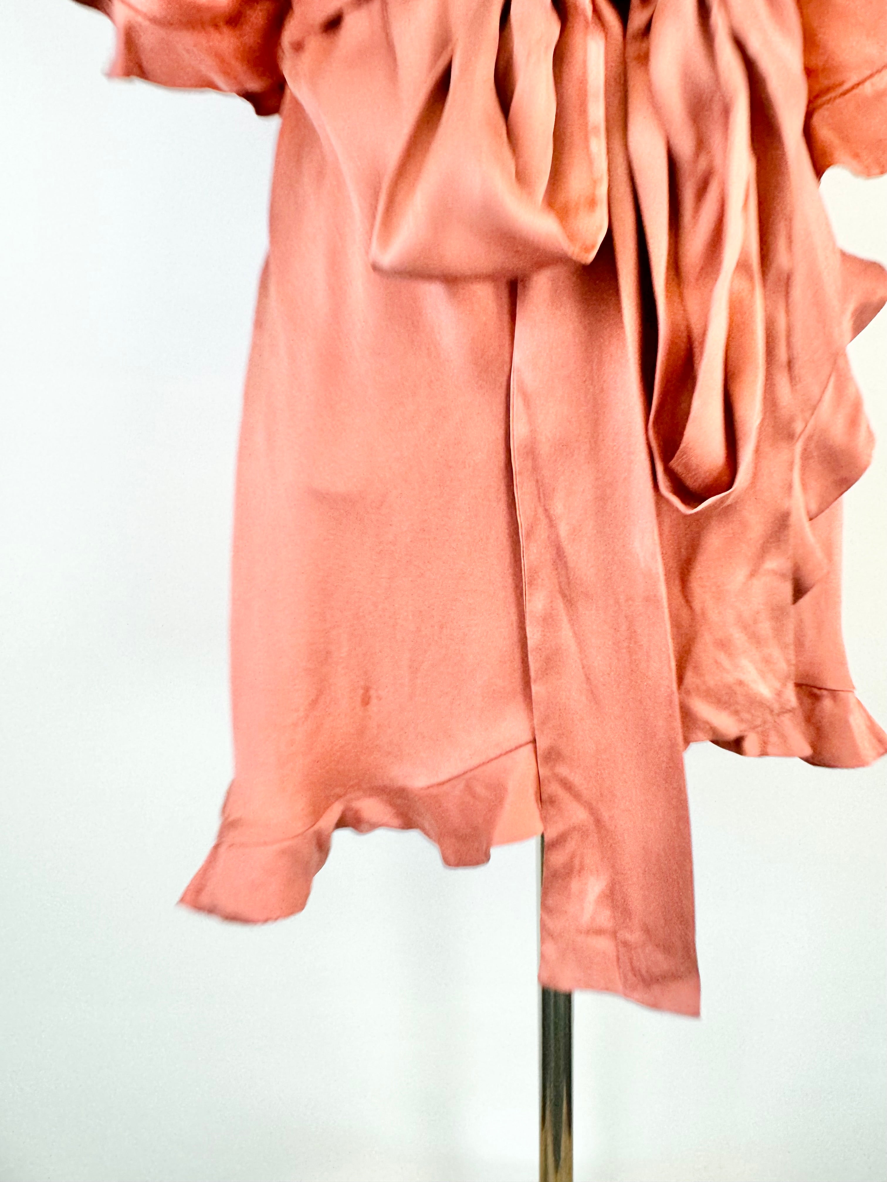 Zimmermann Grapefruit Silk Frill Dress - AU10