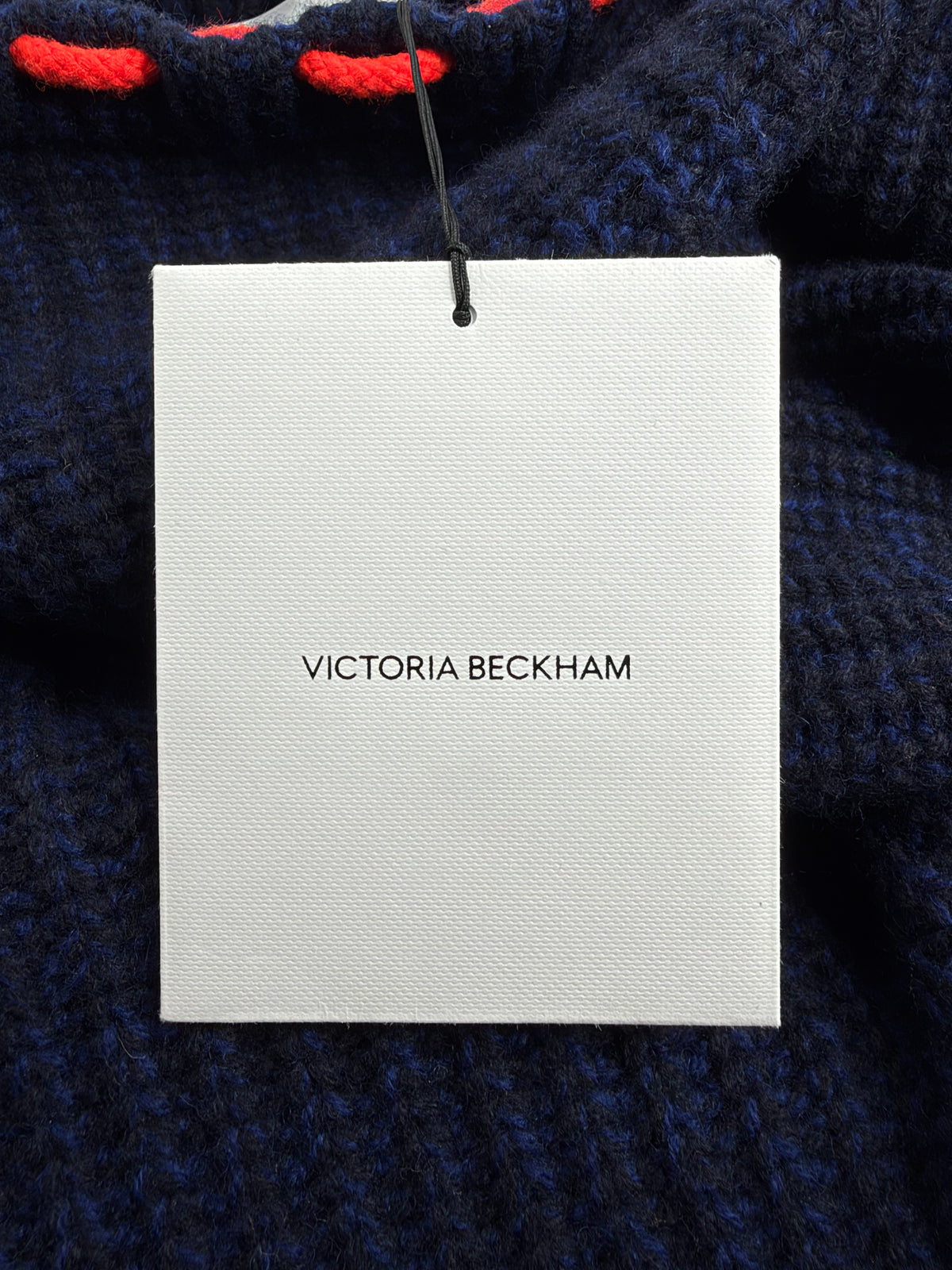 Victoria Beckham Autumn Winter 21 Blue Structured Lambswool Tie Crewneck NWT - AU8/10
