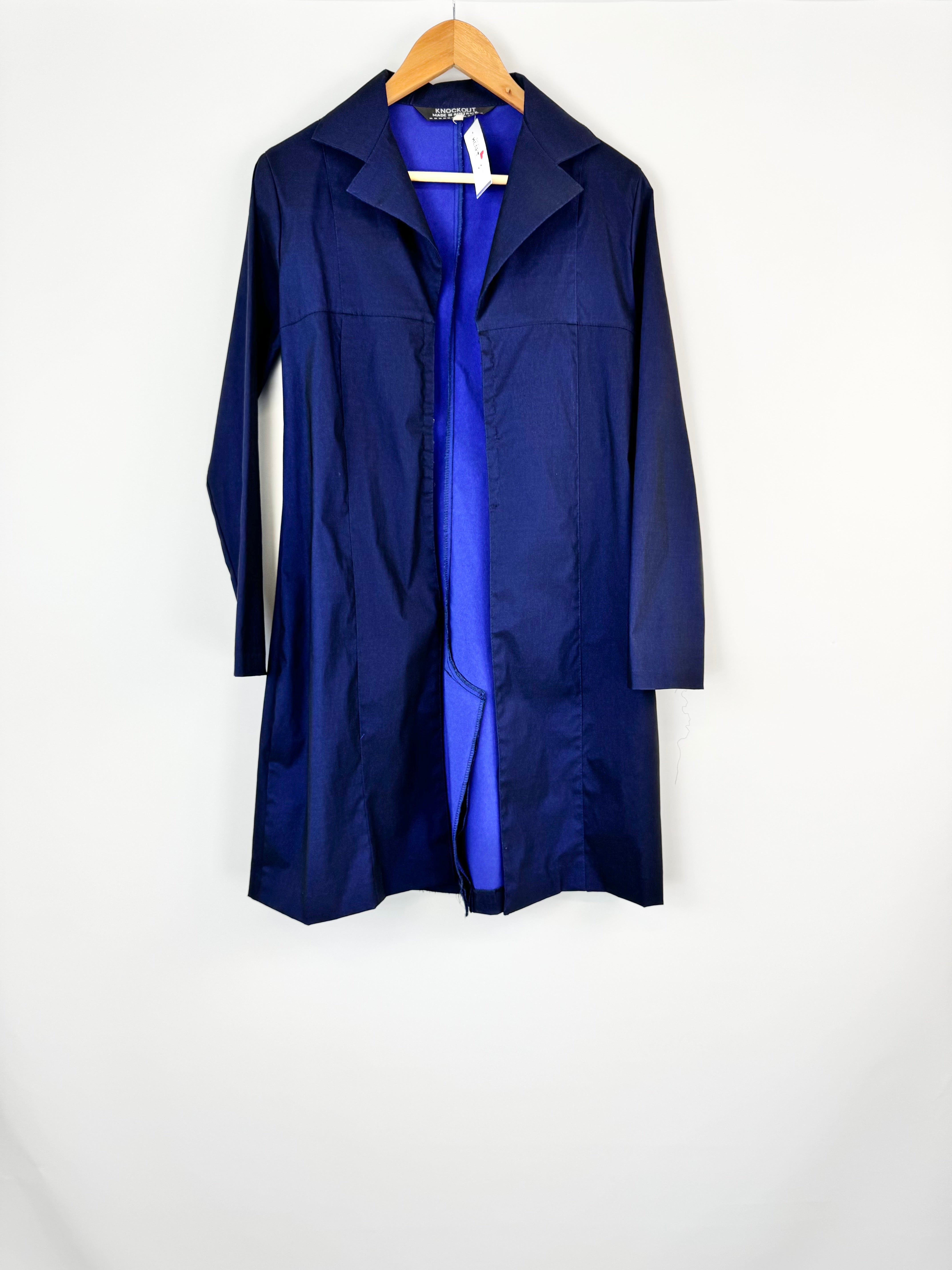 Vintage Knockout Metallic Blue Black Shift Lightweight Jacket - AU12