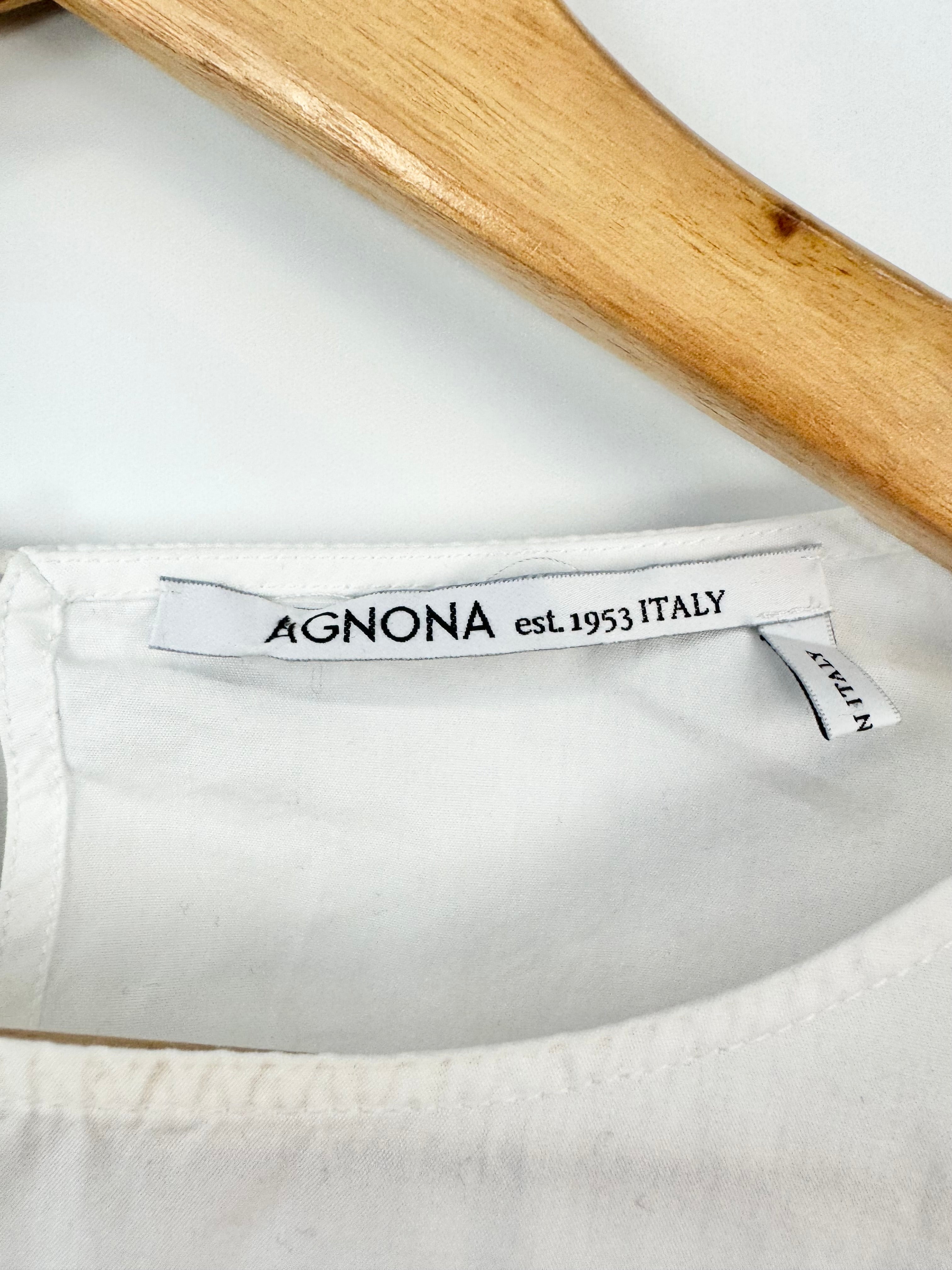Agnona Long Sleeve White Cotton Blouse - AU16