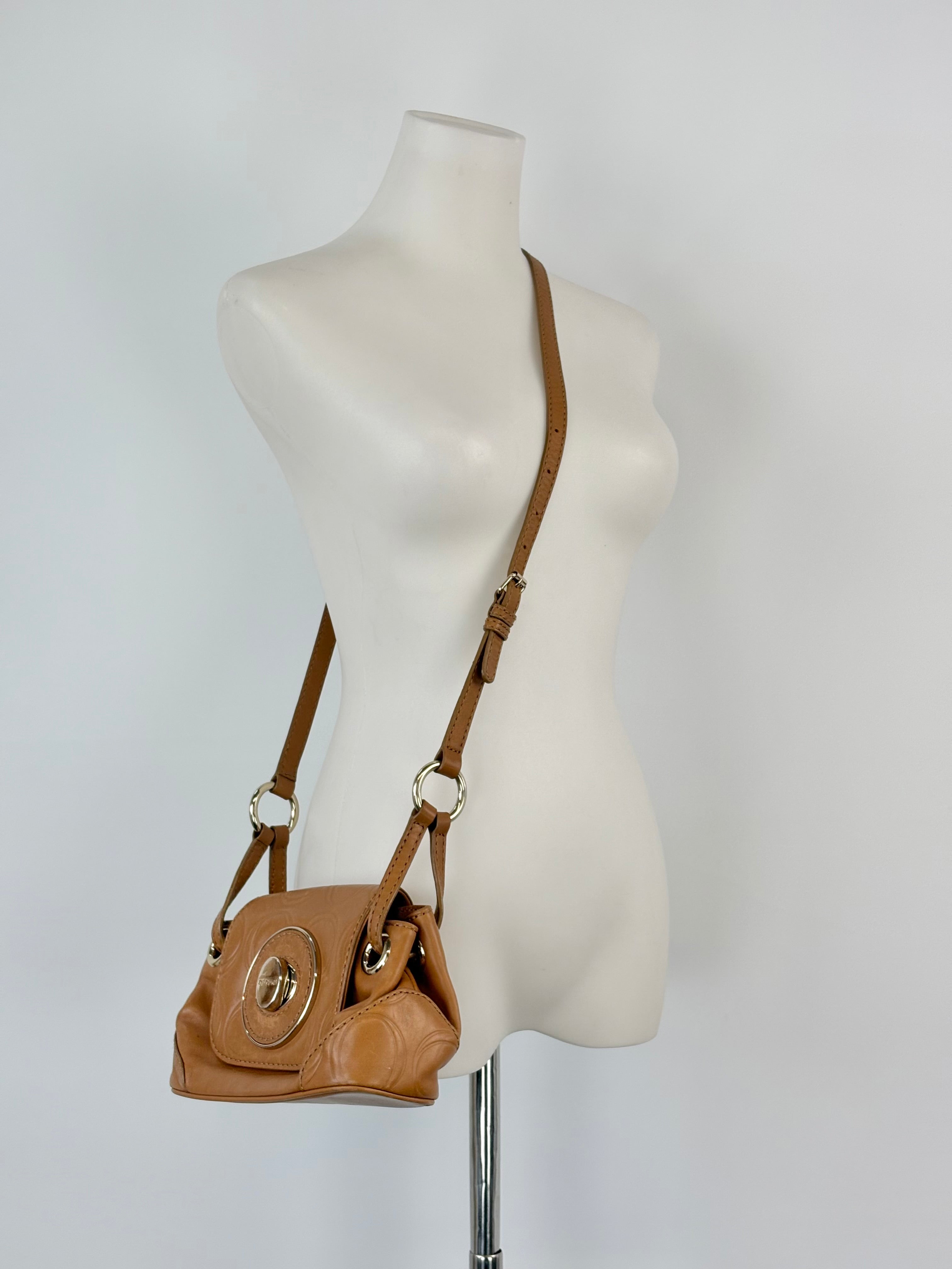 Oroton Cinnamon Leather Small Crossbody Bag