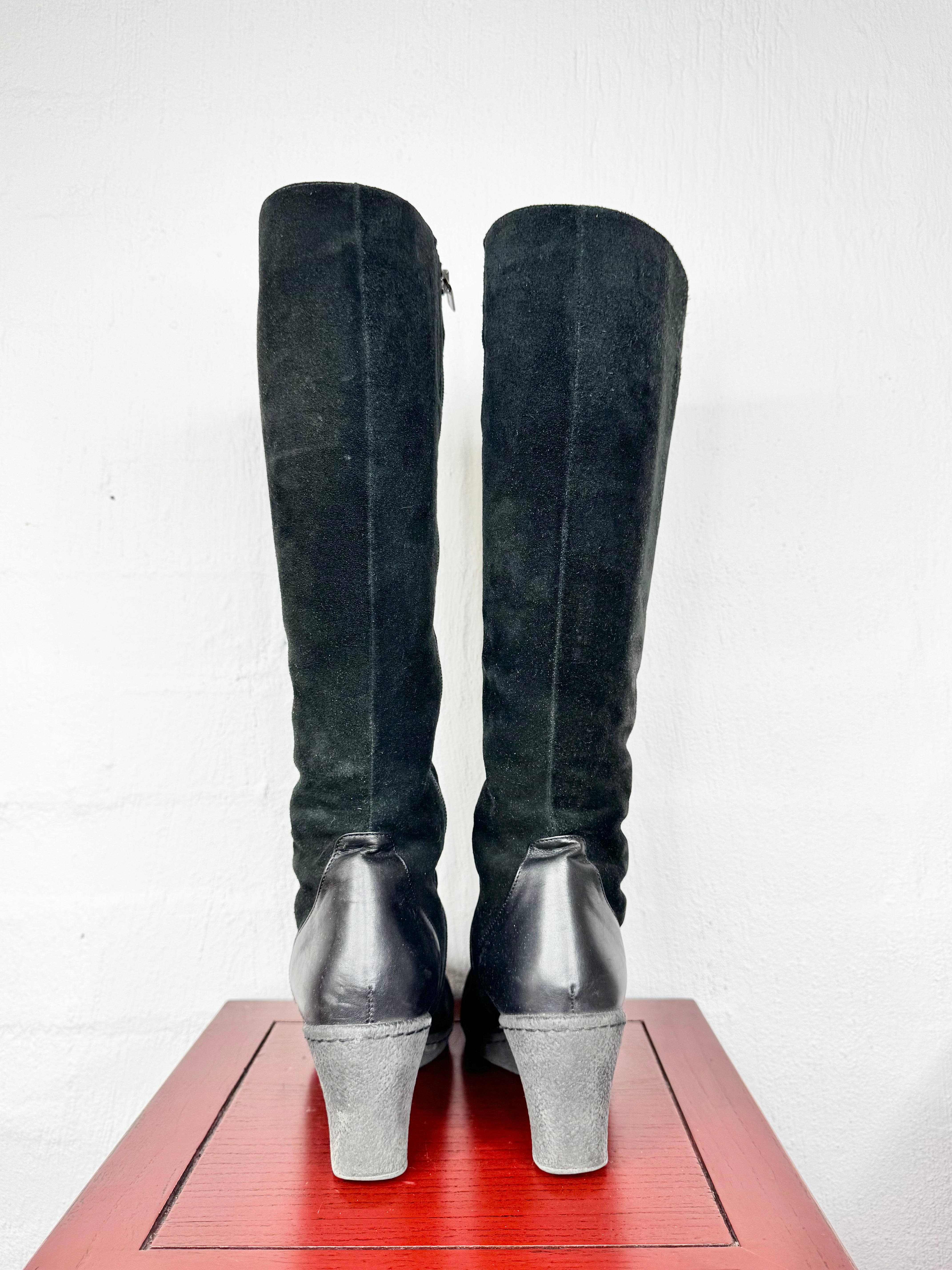 Aquatalia by Marvin K Black Wedge Knee-High Boots - EU39