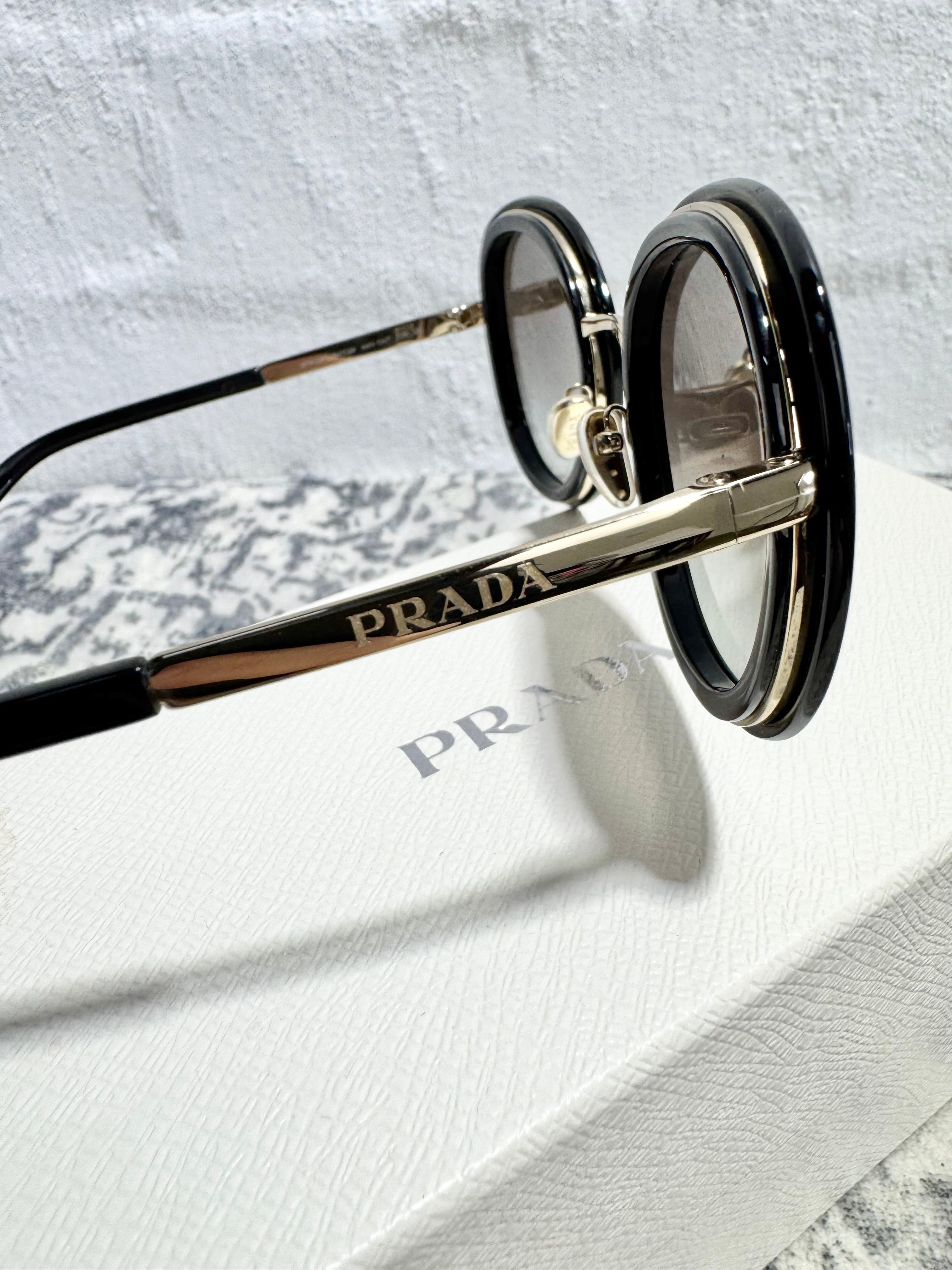 Prada SOR54Y Black Oversized Round Sunglasses