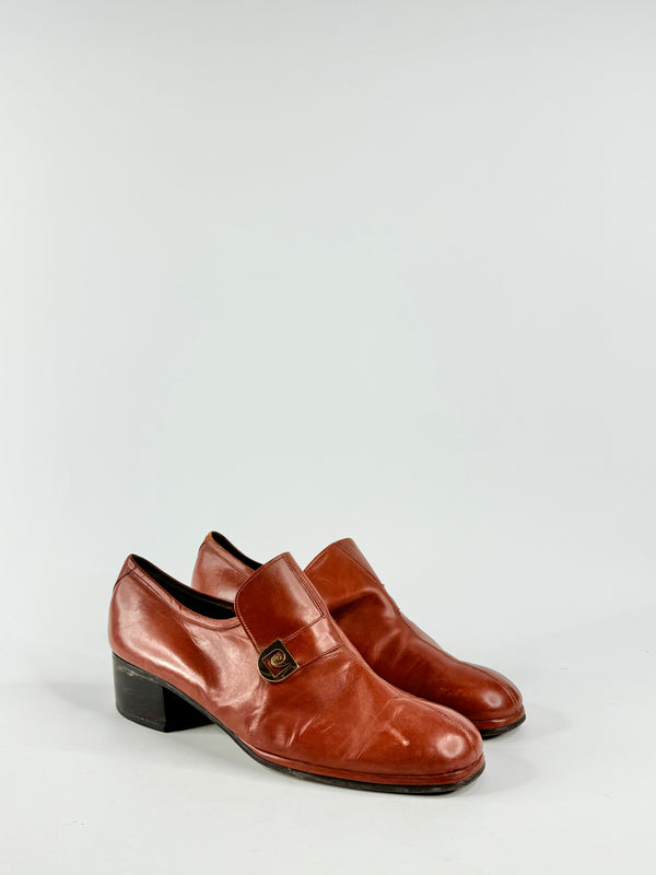 Pierre Cardin Tan Heeled Loafers - EU39