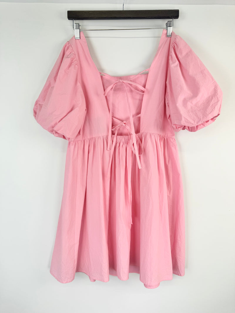 Blanca Pink Puff Sleeve Baby Doll Dress - AU8/10