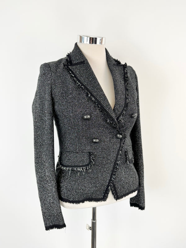 Veronica Beard Black & Silver Woven Blazer - AU12