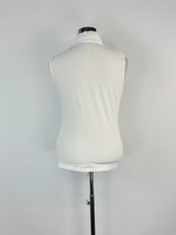 Anne Fontaine White Ruffled-Front Sleeveless Top - AU16