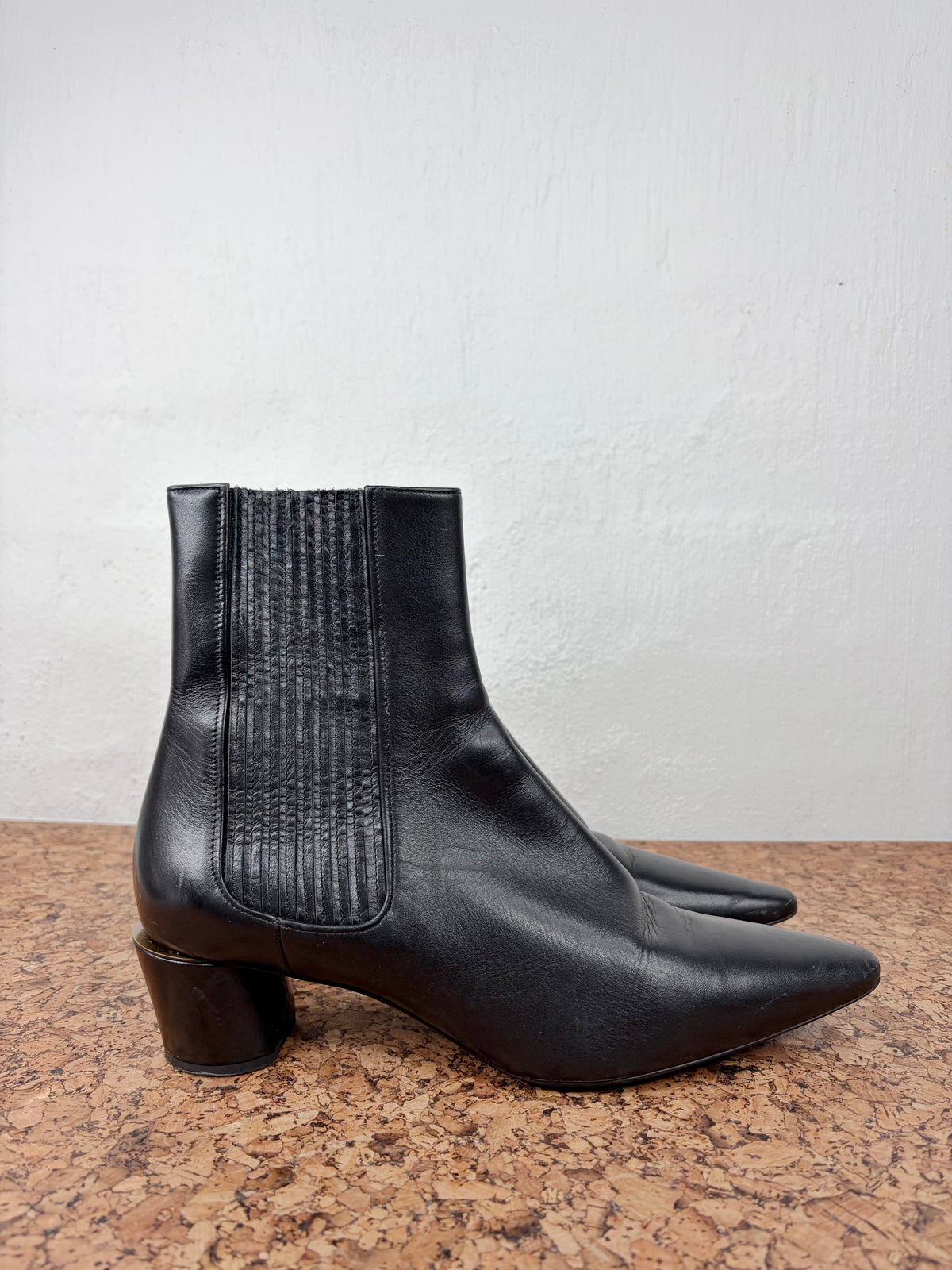 Jil Sander Navy Black Pointed Toe Boots - EU41