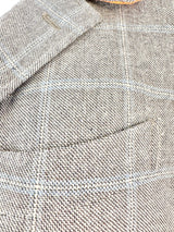 Etro Milano Grey & Blue Plaid Blue Cashmere Blazer - 50