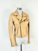 Maje Buttery Soft Eggshell Biker Leather Jacket - AU8