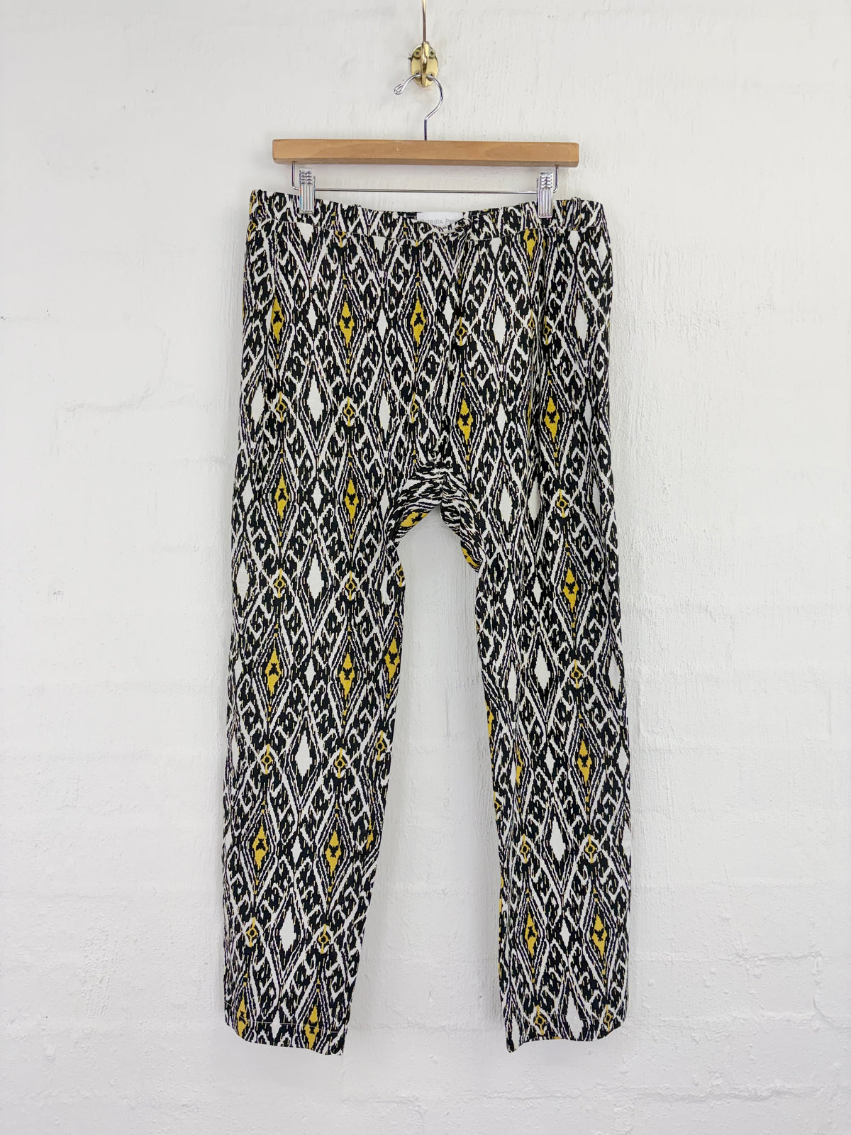 Patrizia Pepe Black, White & Gold Patterned Linen Slacks - AU10