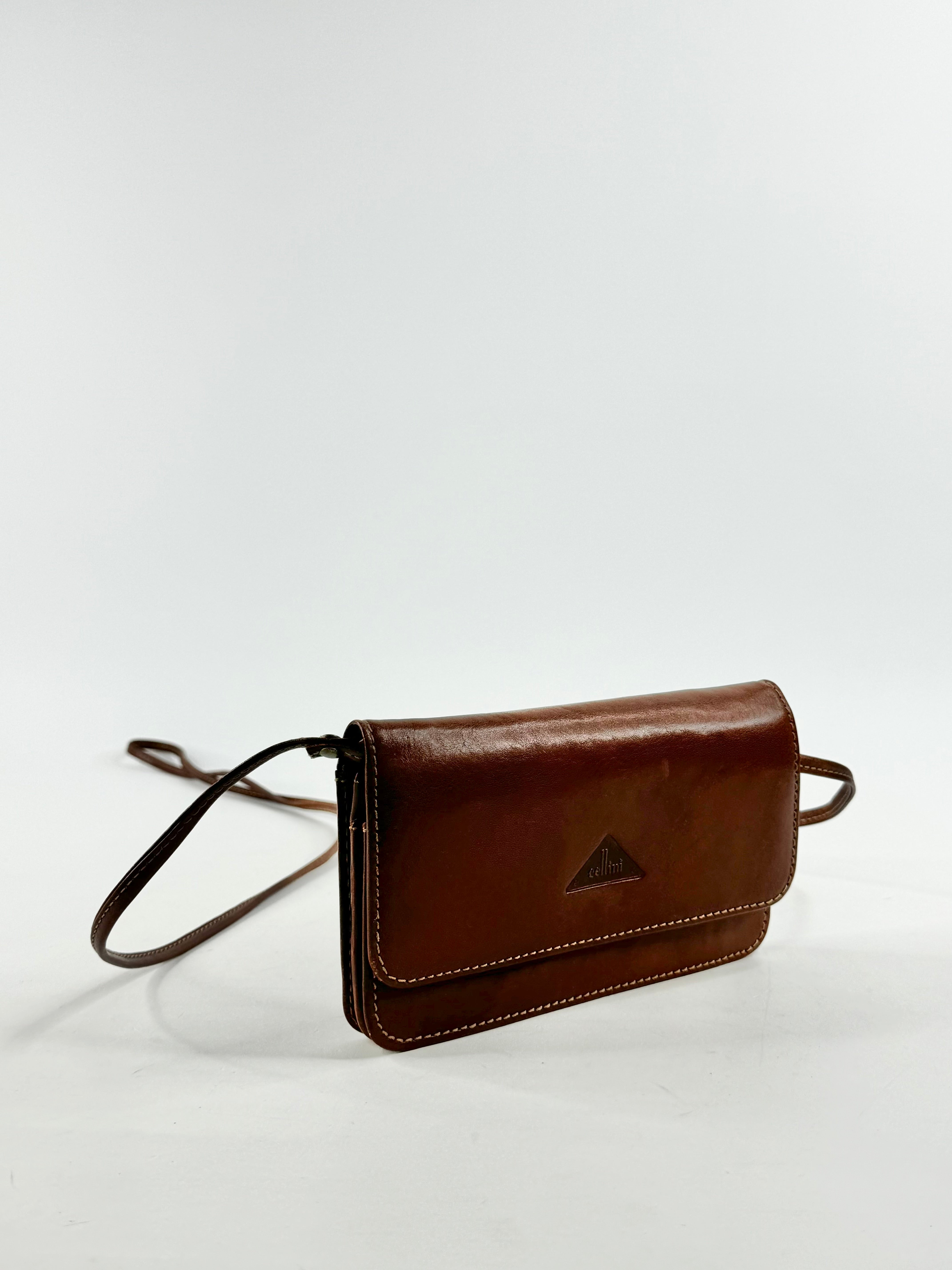 Cellini Deep Tan Mini Cross Body Bag