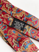 Christian Dior Monsieur Cherry Red & Teal Paisley Silk Tie