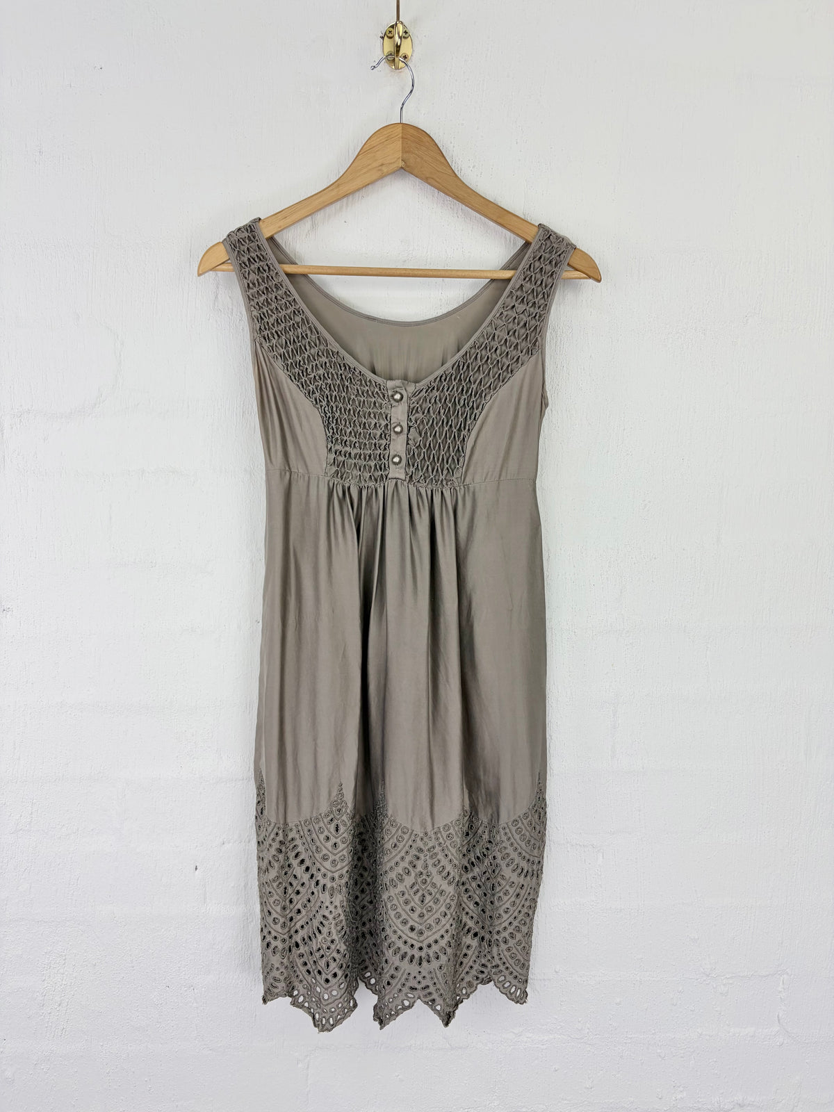 Sweet Grey Silk Broderie Anglaise Dress - AU8/10