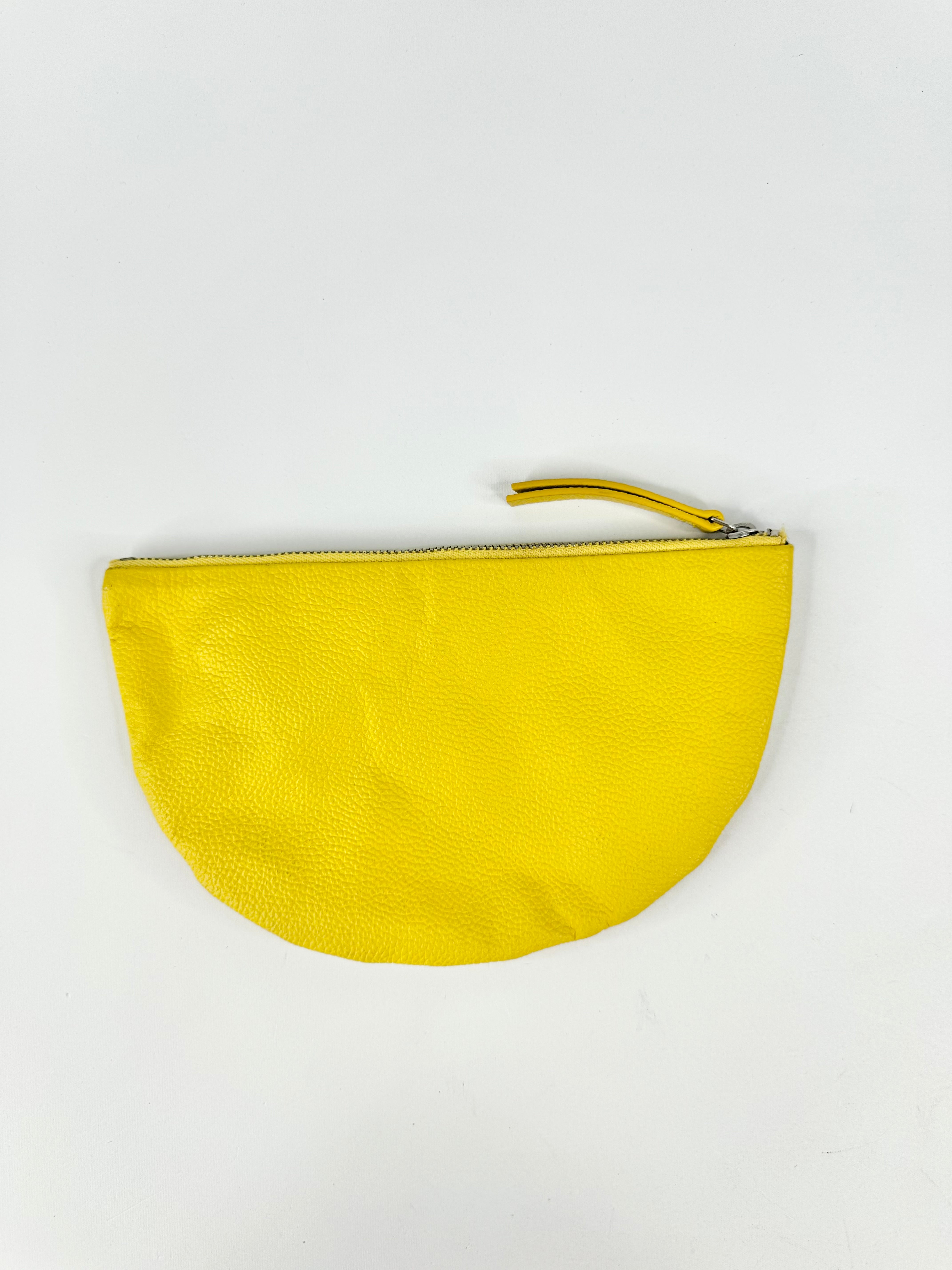 Gorman Sunshine Yellow Grained Leather Half Moon Pouch