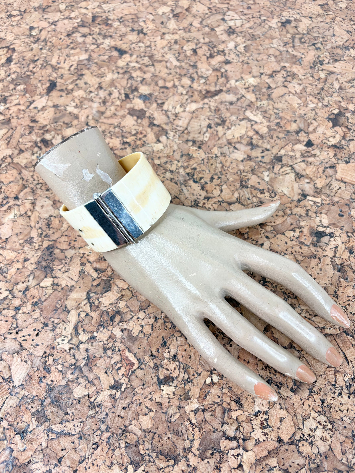 Vintage Silver & Bone Pin Bangle