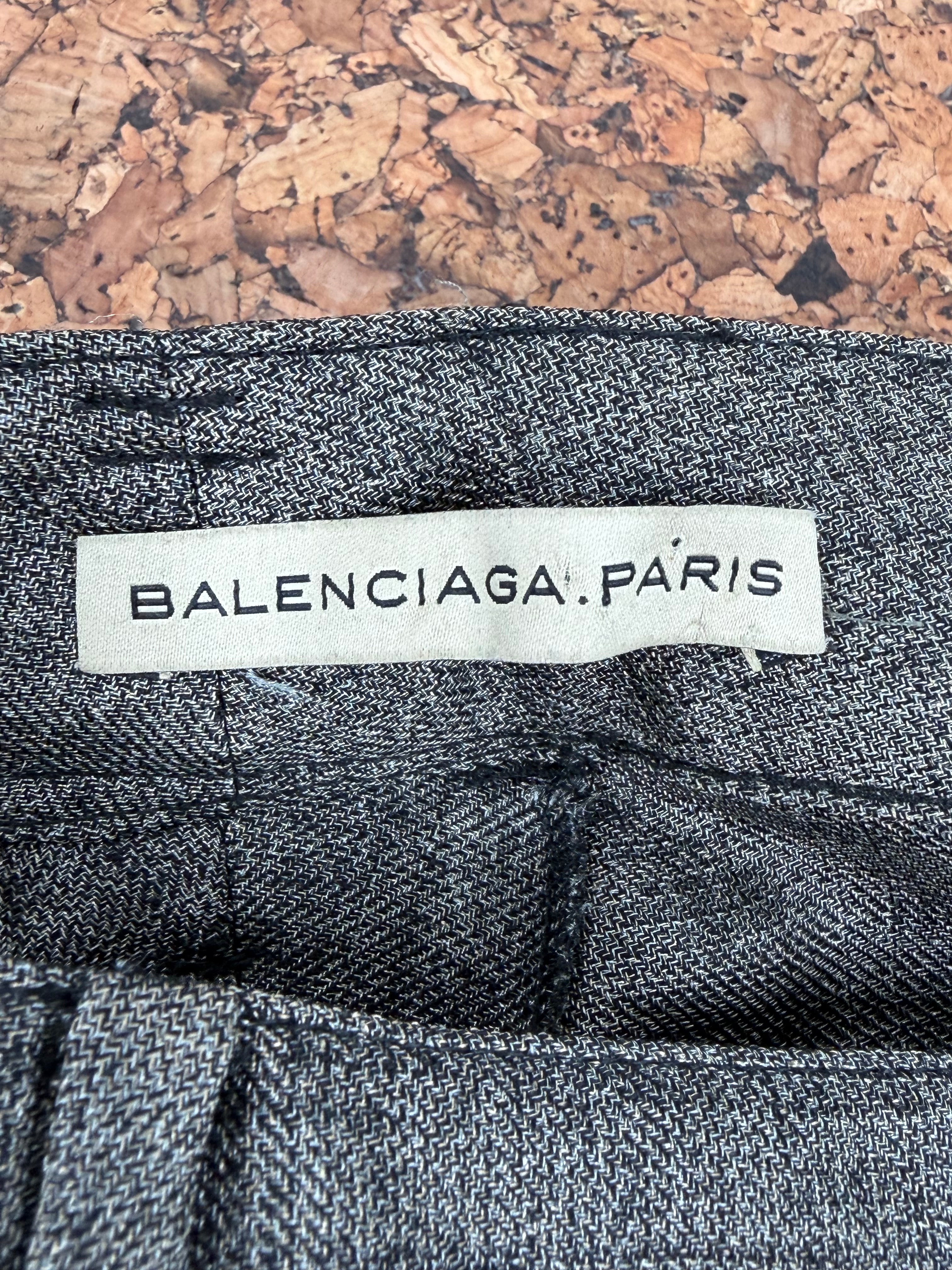 Balenciaga Metallic Grey Wool Blend Slacks - AU8/10