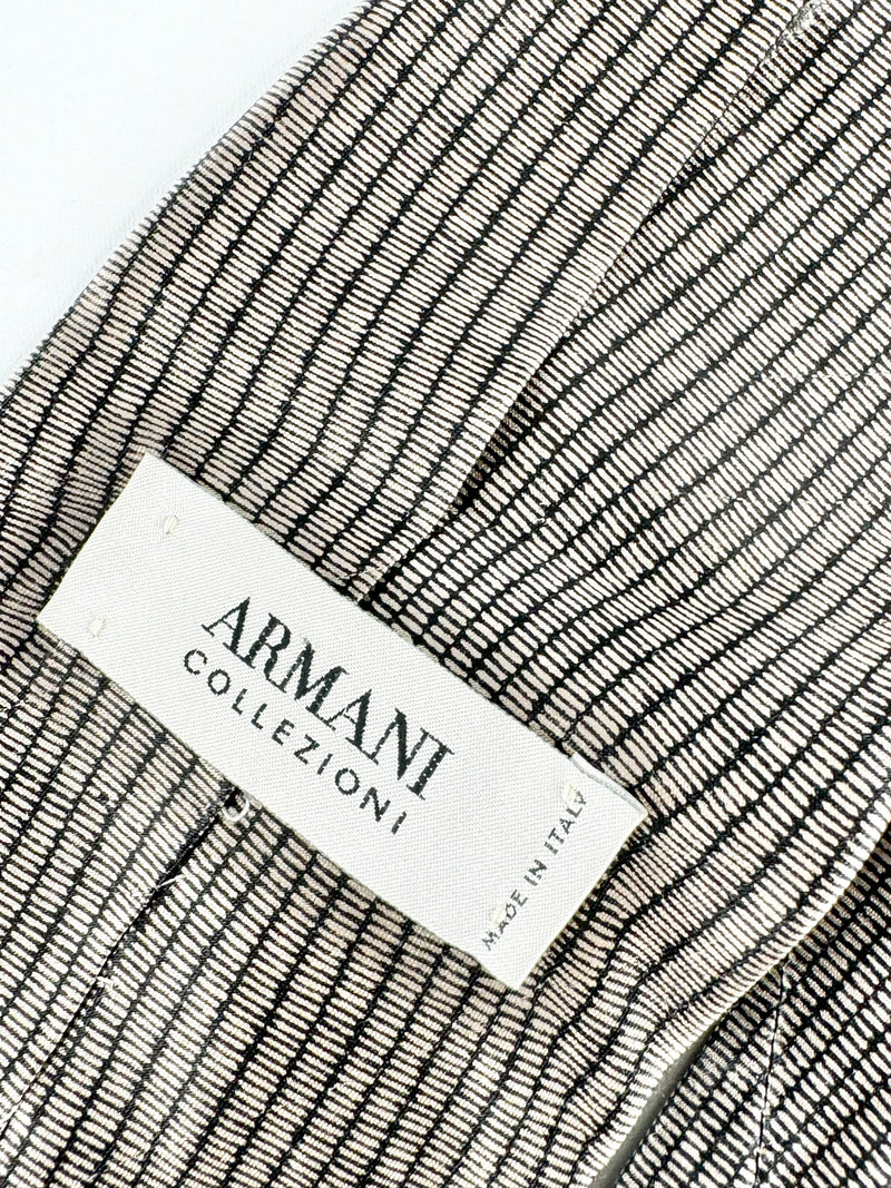 Giorgio Armani Taupe & Black Silk Patterned Tie