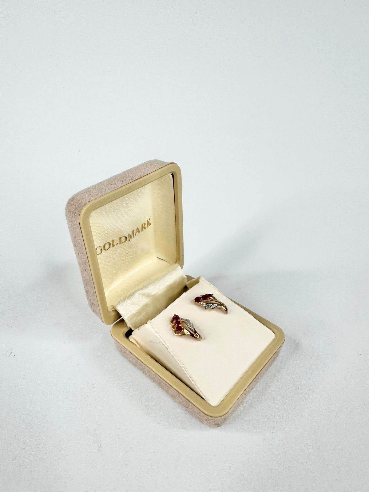 9ct Gold Ruby & Diamond Swirl Studs