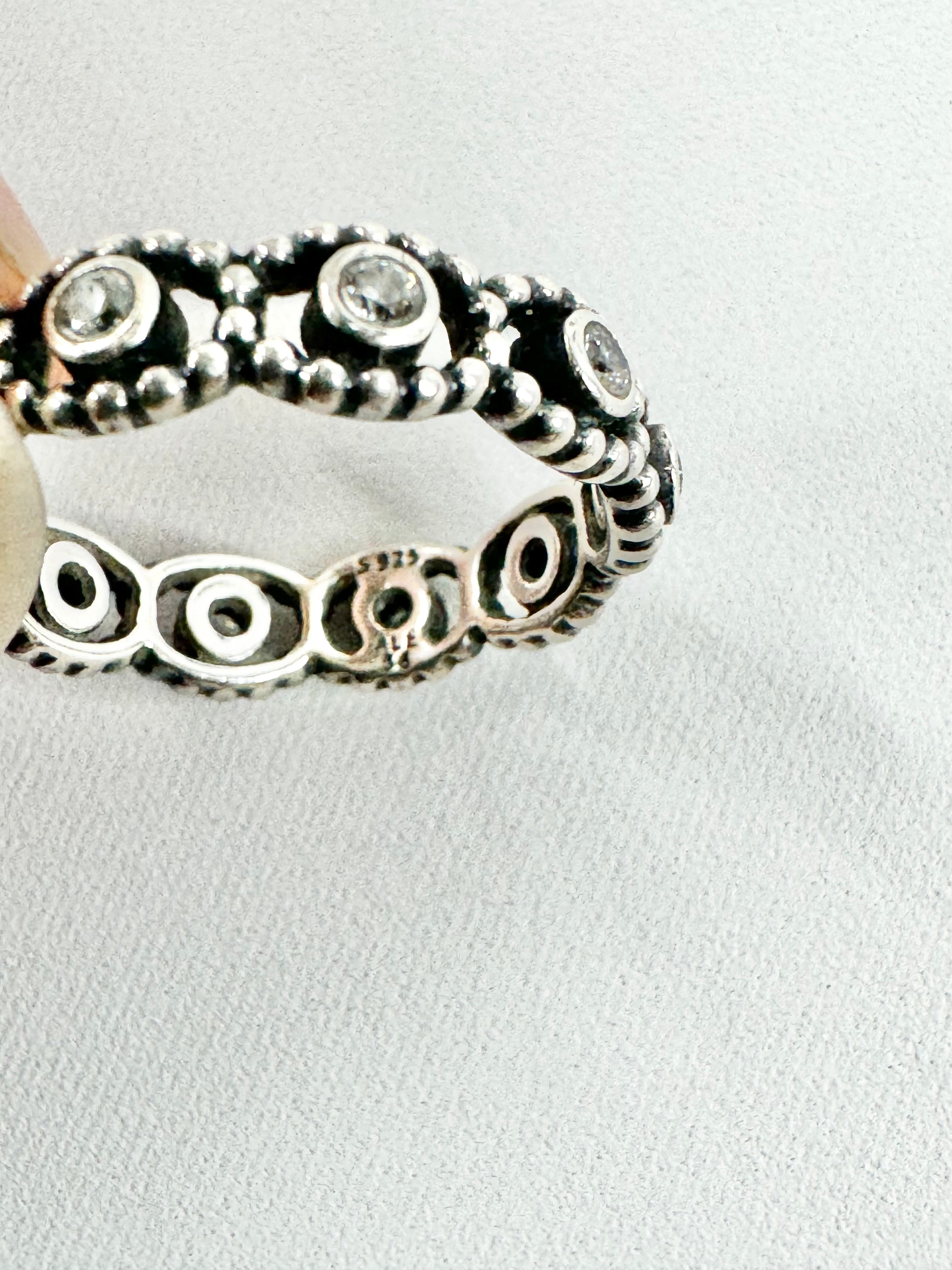 Pandora Set of Three Crystal Embellished Silver Rings
