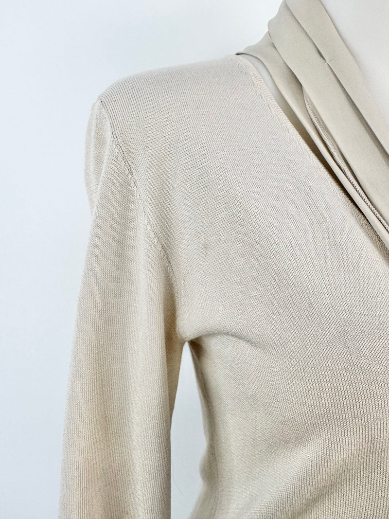 Max Mara Cotton Blend Silk Embellished Top - AU10
