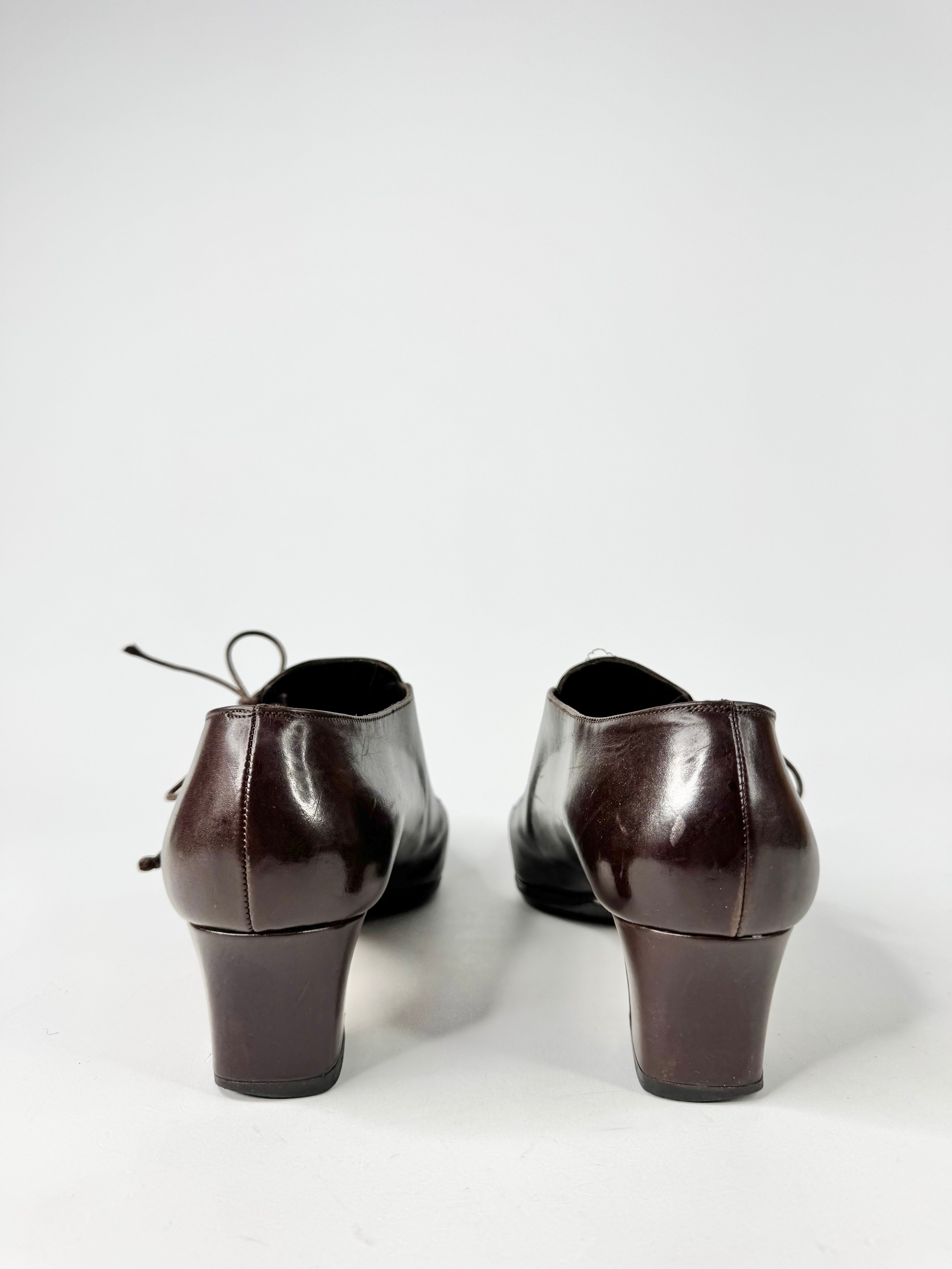 Guido Longinotti Burnt Umber Lace Up Pumps - EU40