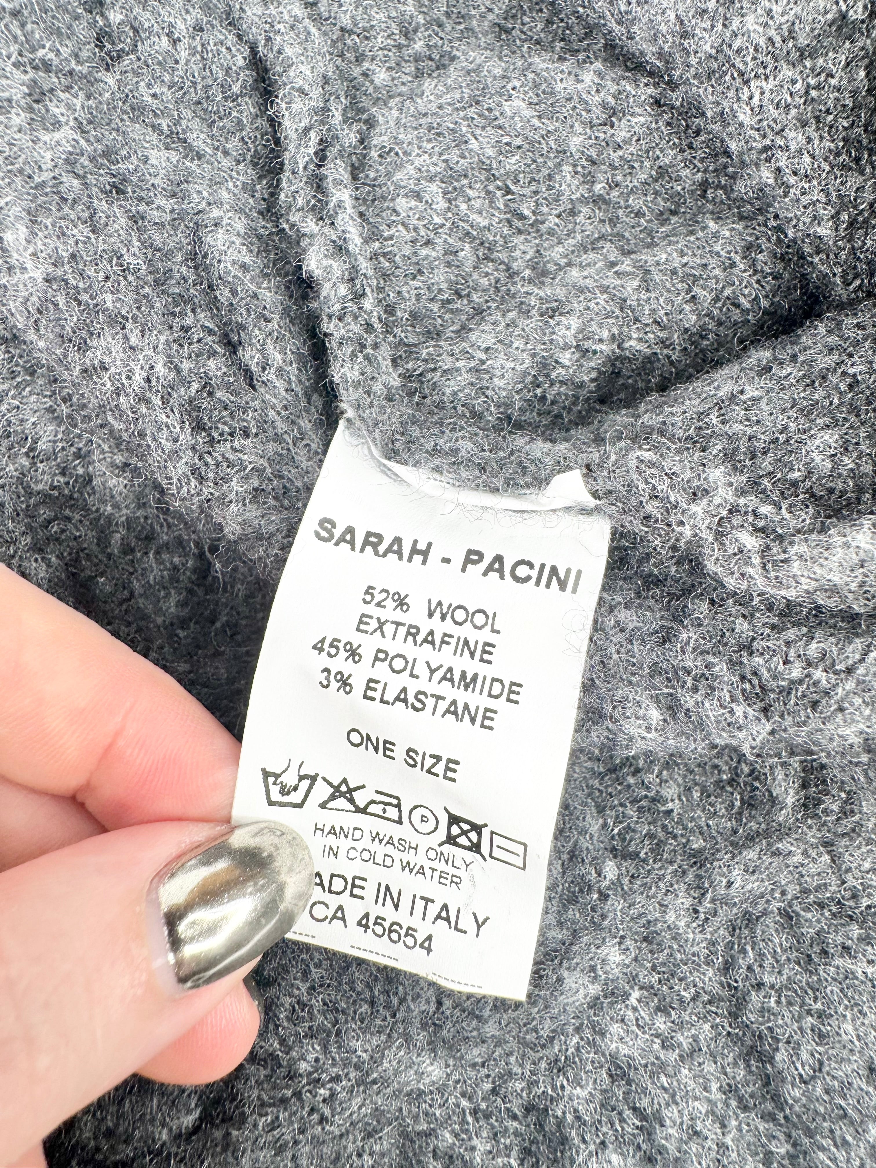 Sarah Pacini Grey Wool Long Sleeve Crop Top NWT - AU6/8